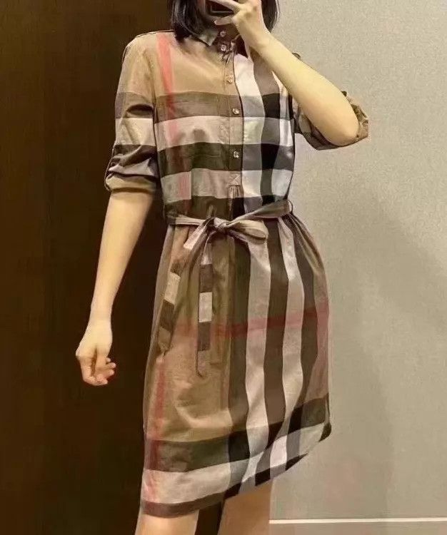 Burberry Burberry Khaki Check Shirt Dress 38 95 New 14633 Size M / US 6-8 / IT 42-44 - 4 Thumbnail