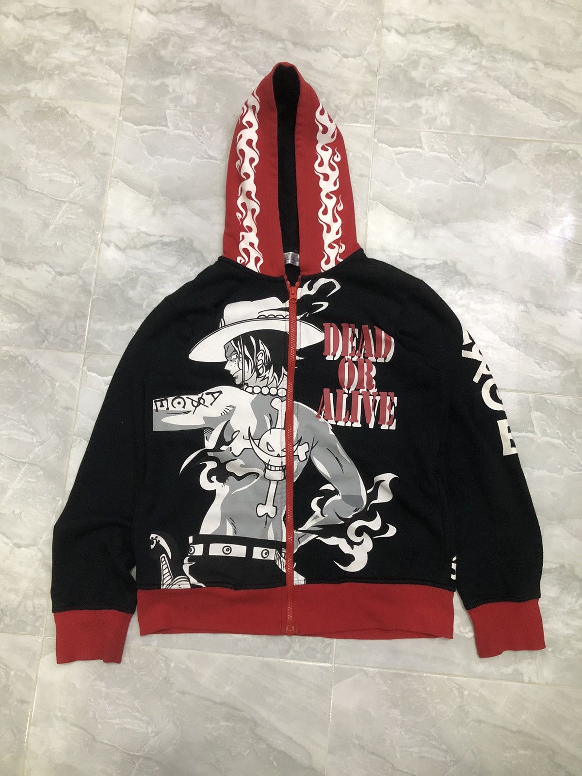 One Piece Vintage One Piece Portgas D. Ace Zip Hoodie Flame Red/Black Size US S / EU 44-46 / 1 - 15 Thumbnail