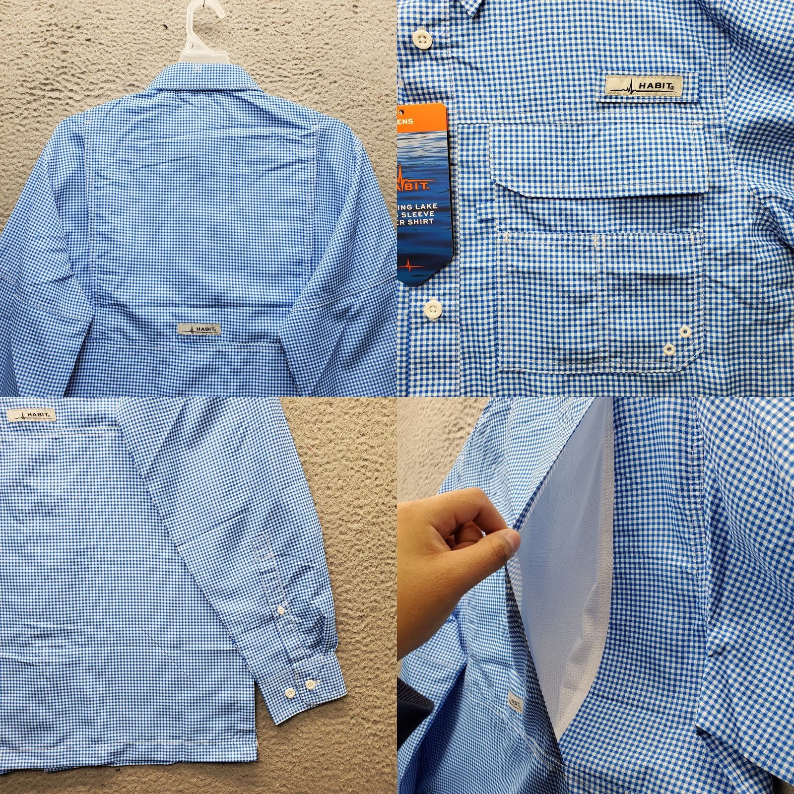 Habitat Habit River Fishing Shirt Mens Small Multi Gingham Vented Back Collar Button Up Size US S / EU 44-46 / 1 - 8 Thumbnail