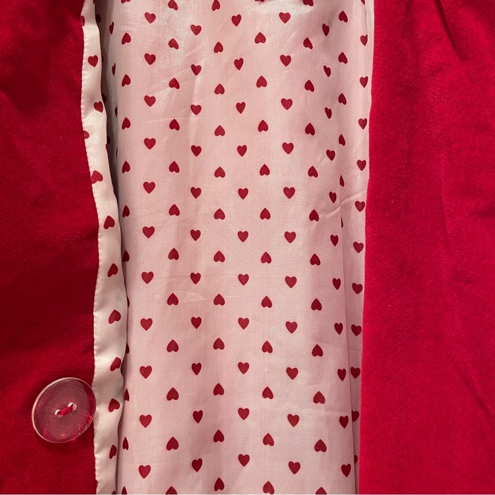 Other Vintage Heart Lined Red Velour Coat Size M / US 6-8 / IT 42-44 - 10 Thumbnail