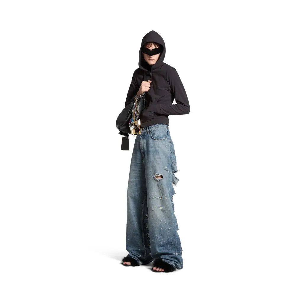 Balenciaga o1w1db10525 Super Destroyed Baggy Jeans Pant in Blue Size US 32 / EU 48 - 4 Thumbnail