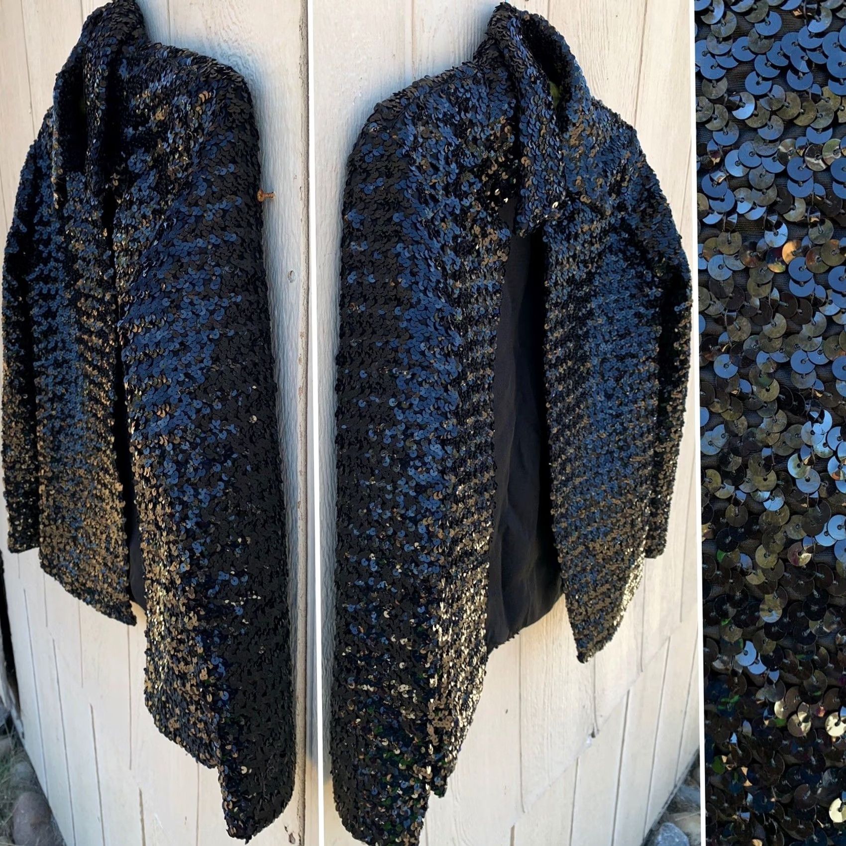 Paige VINTAGE Unionmade Beverly Paige sequin jacket open front shirt style 1960s Mod GoGo Black XS? No, Size 10 Mens Girls Womens Size L / US 10 / IT 46 - 2 Thumbnail