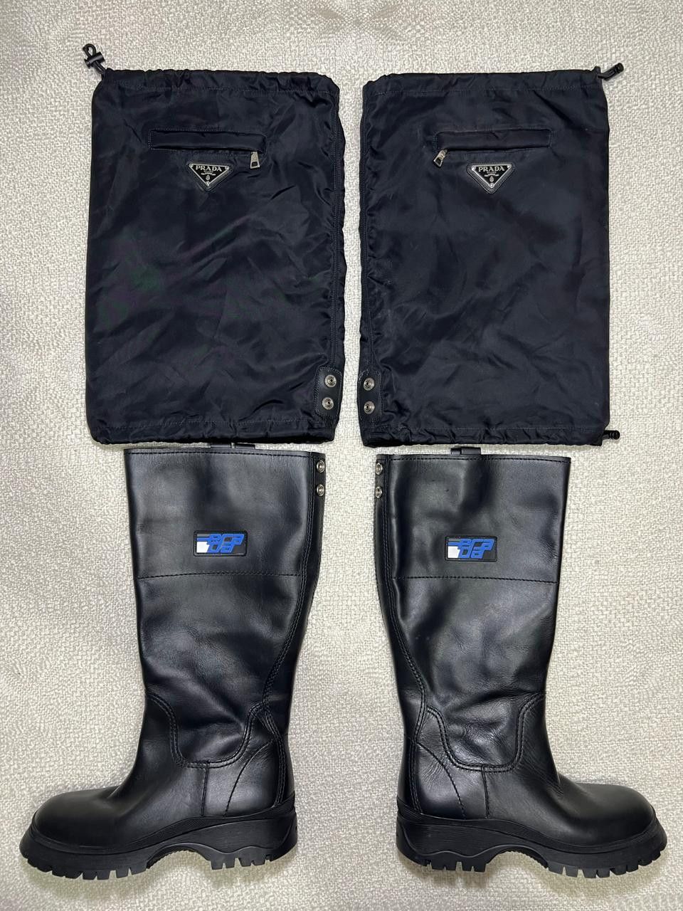 Prada Rare Prada F/W 18 runway nylon gaiters leather boots Size US 6 / IT 36 - 3 Thumbnail
