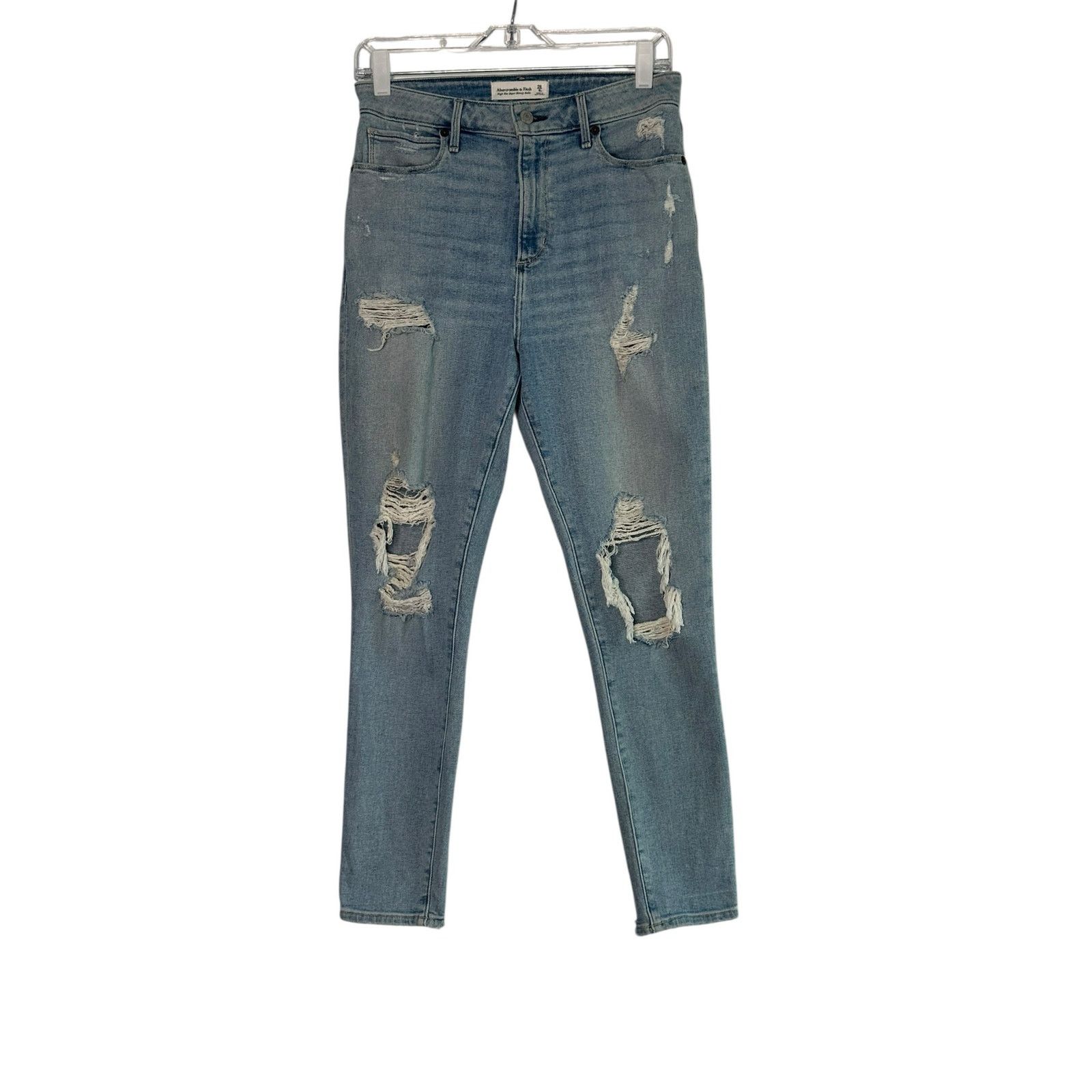 Abercrombie & Fitch Abercrombie & Fitch blue high rise super skinny jeans size 6 Size 28" / US 6 / IT 42 - 6 Thumbnail