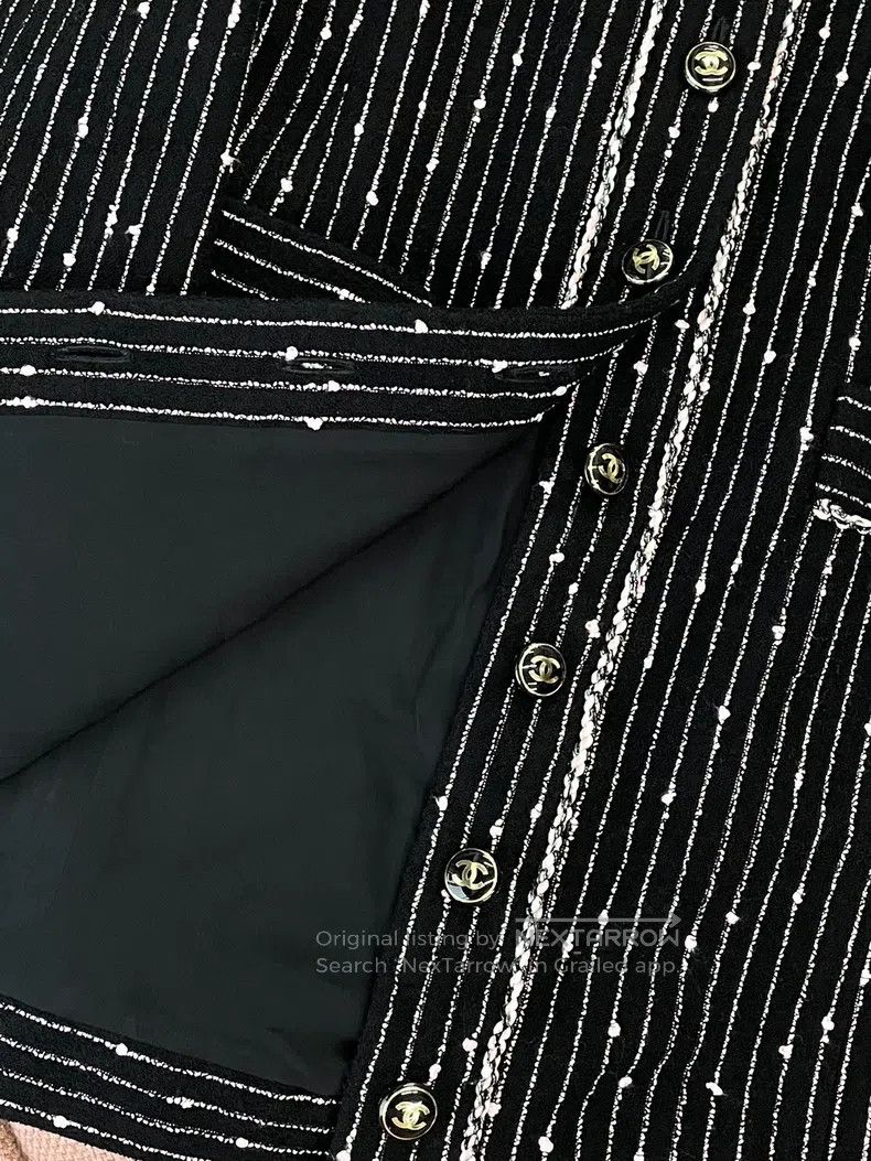 Chanel Chanel 23P black striped black and white pink woven long c Size S / US 4 / IT 40 - 5 Thumbnail
