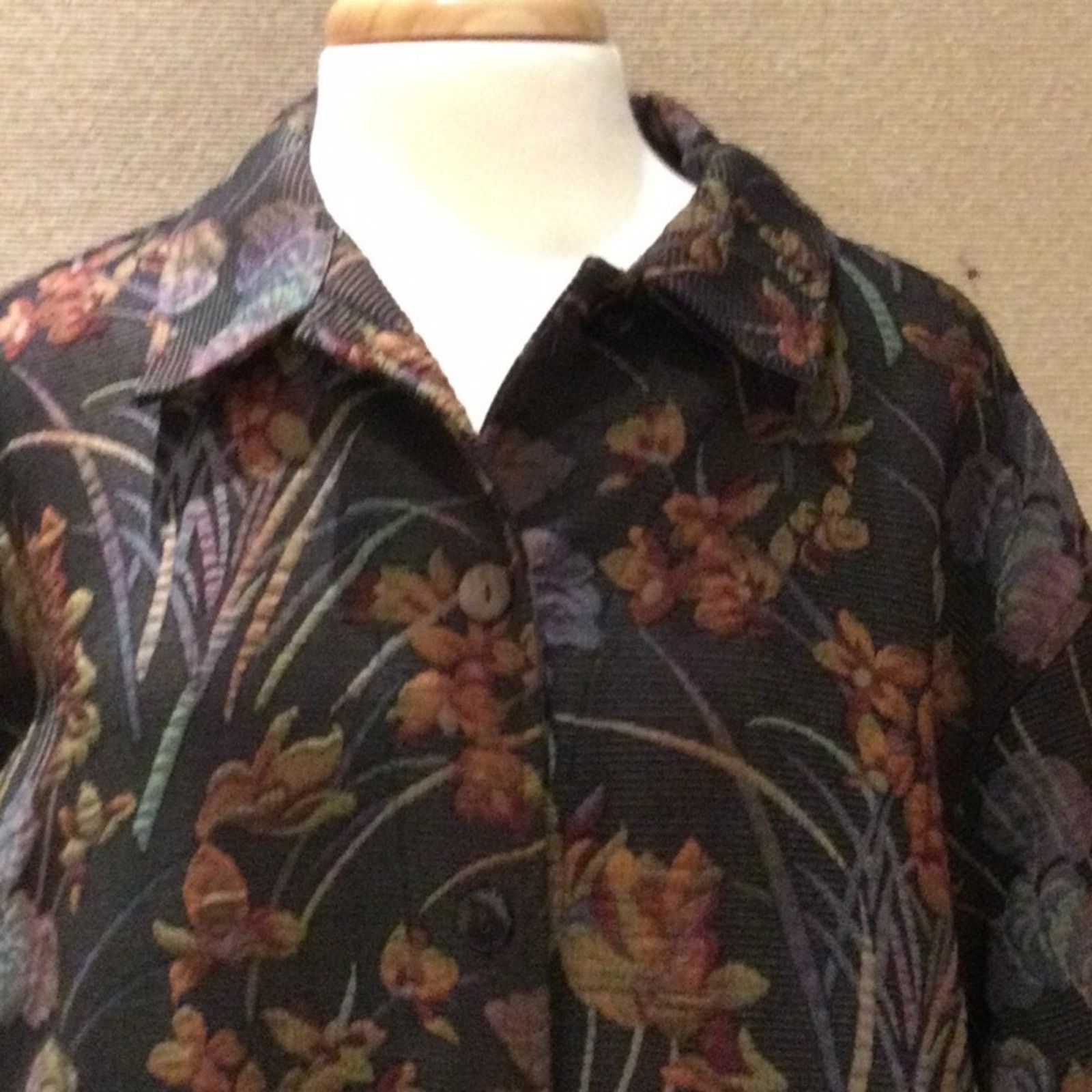 Chicos Chico's floral print, button front Long Sleeve jacket/Blazer Size XL / US 12-14 / IT 48-50 - 3 Thumbnail