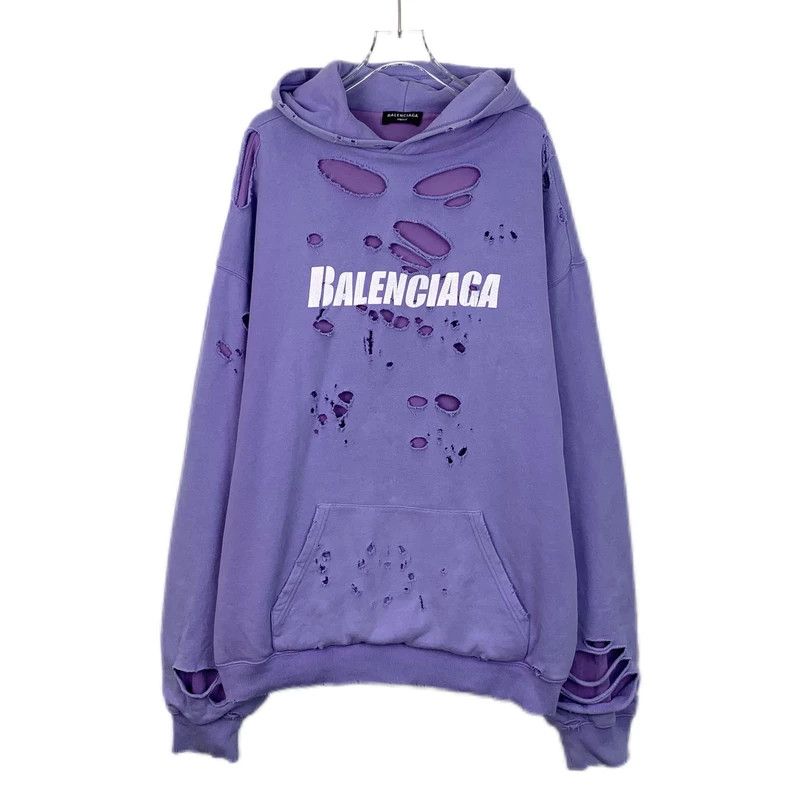 Balenciaga Balenciaga Cotton hooded long-sleeve sweatshirt with purpl Size US S / EU 44-46 / 1 - 1 Thumbnail