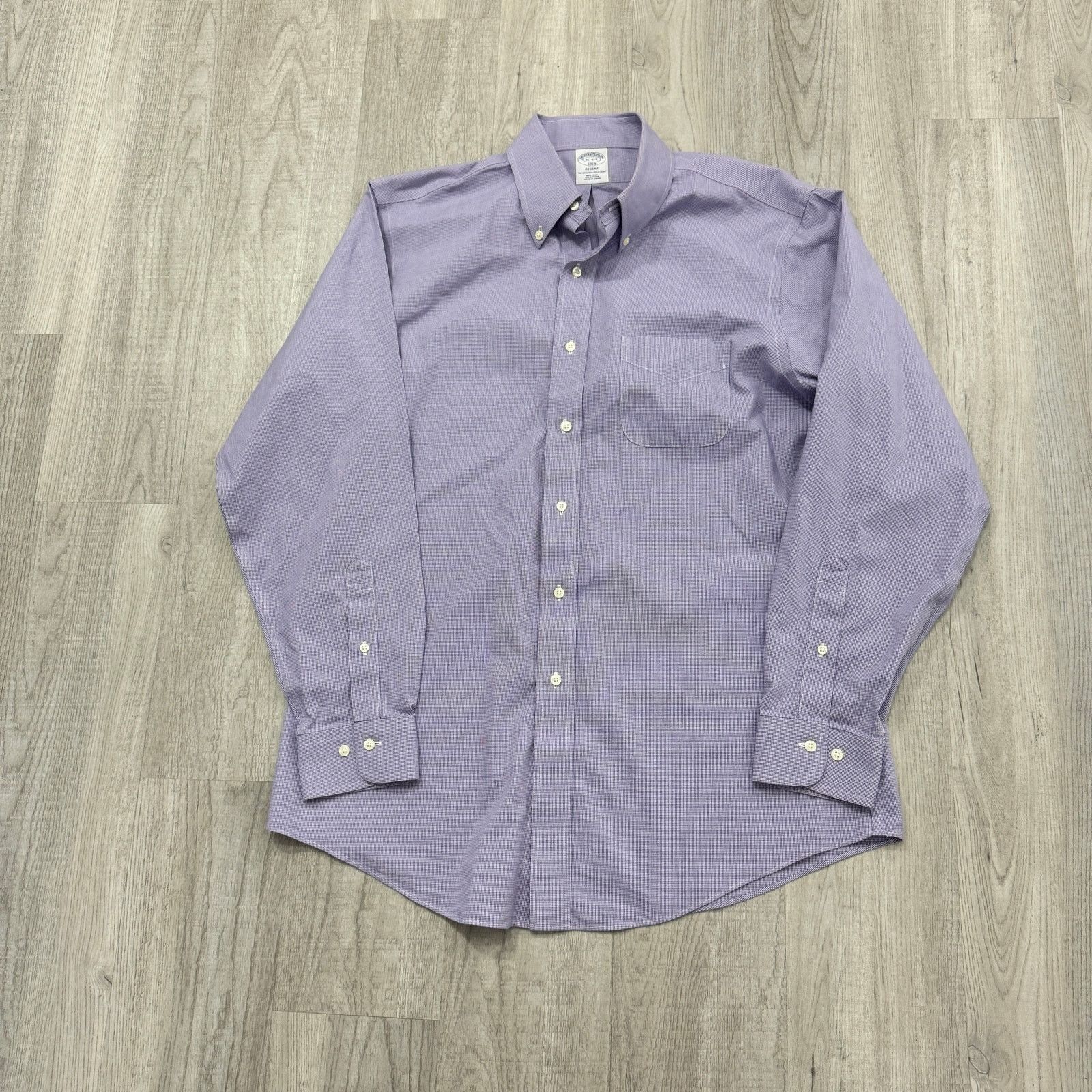 Brooks Brothers Brooks Brothers Shirt Men's 16-4/5 Purple White Gingham Size US L / EU 52-54 / 3 - 1 Thumbnail