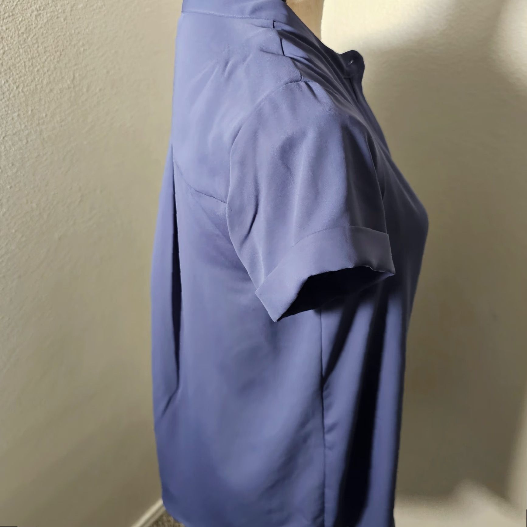Vintage Simply Vera Wang Blouse Top Women's S Lightweight Indigo 1/2 Button Short Cuff Size S / US 4 / IT 40 - 4 Thumbnail
