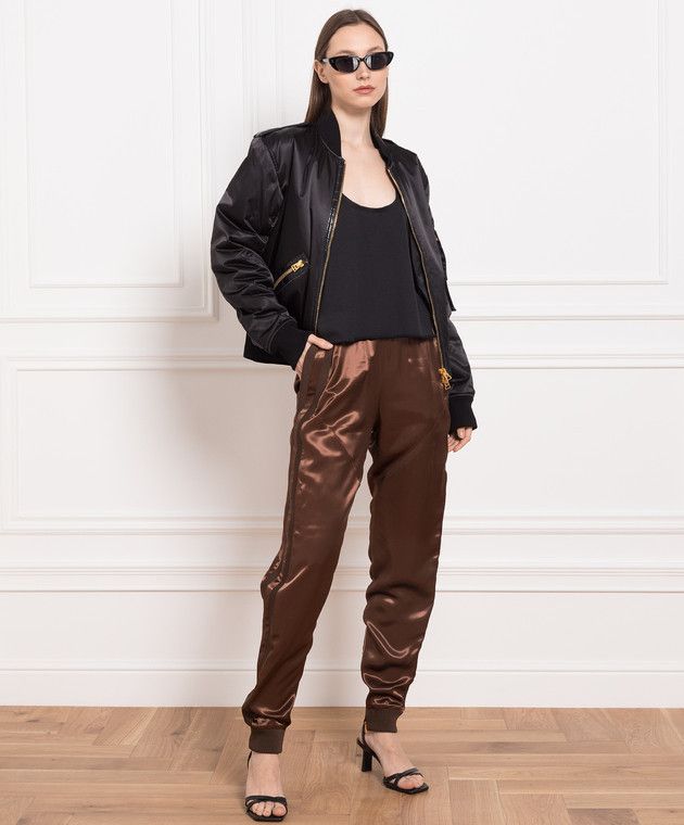 Tom Ford o1w1db10225 PAW442 Satin Joggers in Brown Size 30" / US 8 / IT 44 - 2 Thumbnail