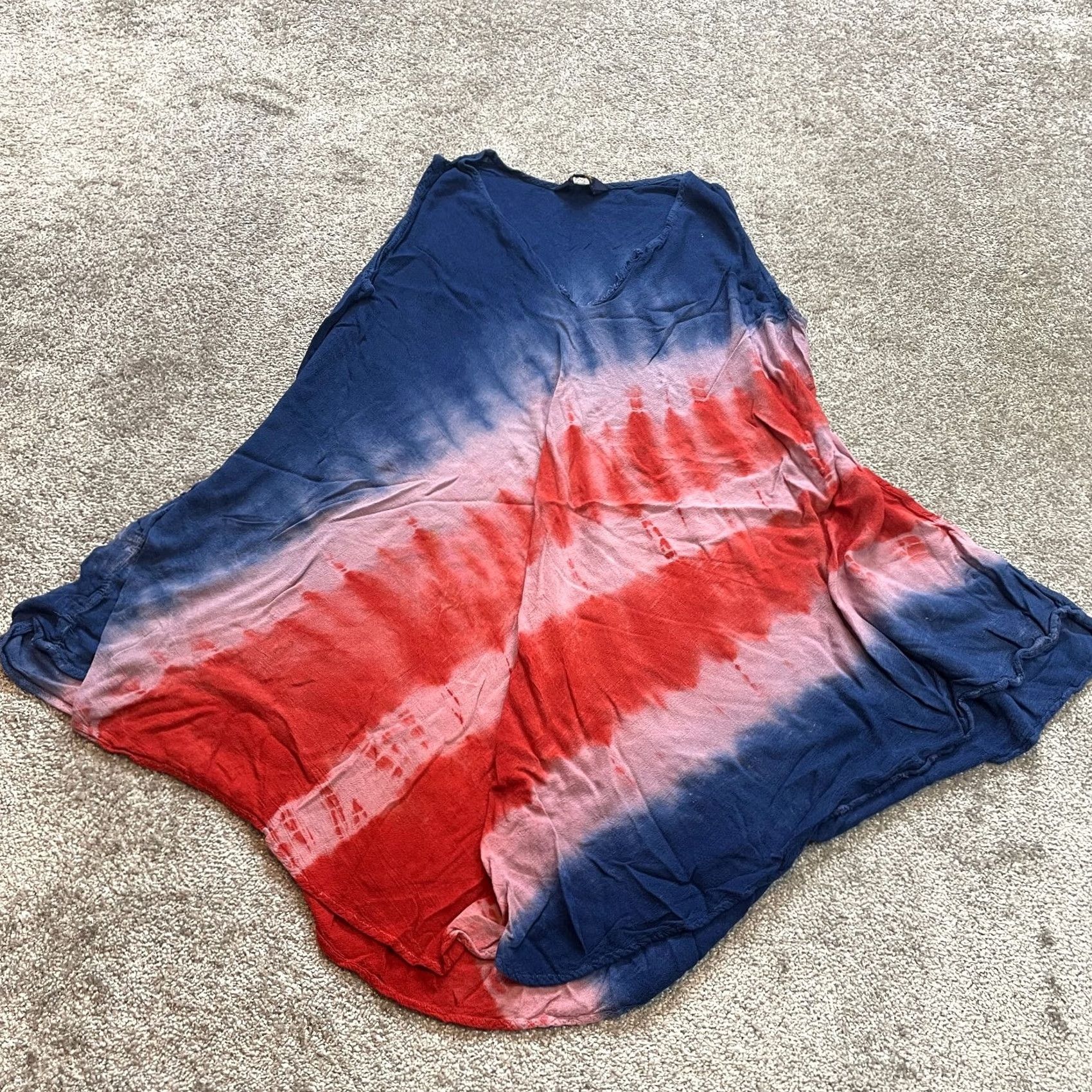 Rivieras Riviera Sun Tank Dress Womens 3X Blue Red Striped Casual Midi Sleeveless V-Neck Pullover Tunic? Size XXL / US 16-18 / IT 52-54 - 2 Thumbnail