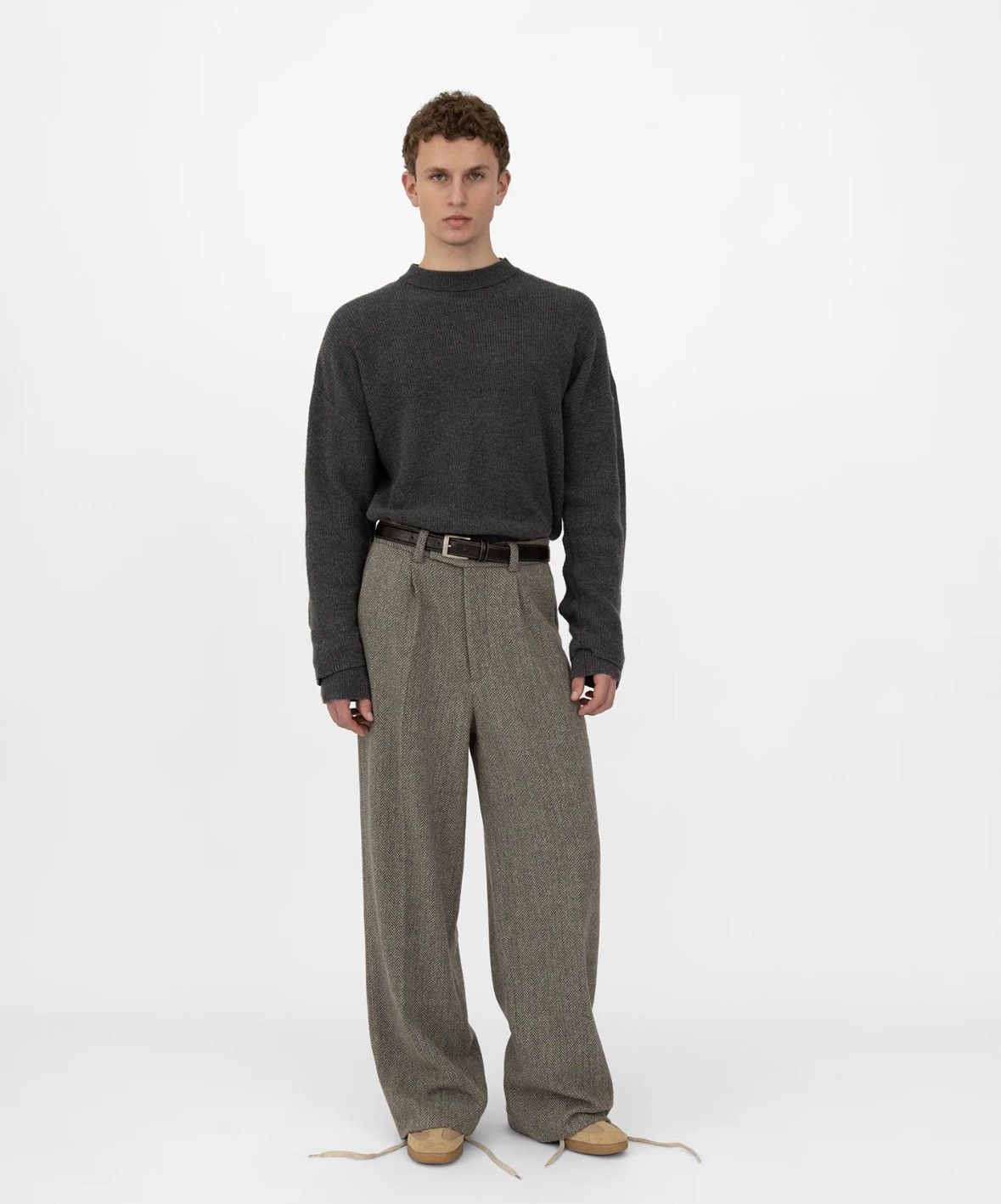 Other O.Files HERRINGBONE WOOL TROUSERS in green/grey Size US 32 / EU 48 - 1 Thumbnail