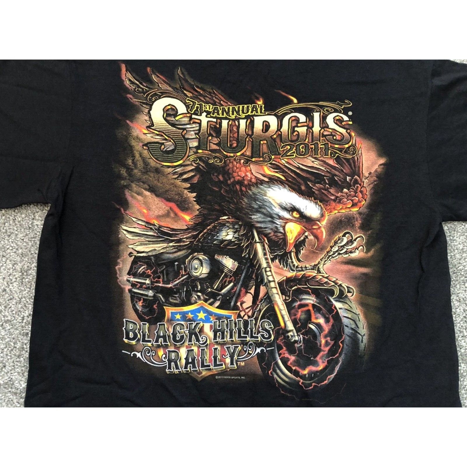 Anvil VINTAGE Sturgis Motorcycle Rally Anvil T Shirt Front & Back Design MEDIUM Black Cotton Mens T-Shirt 2010-2019 Size US M / EU 48-50 / 2 - 4 Thumbnail