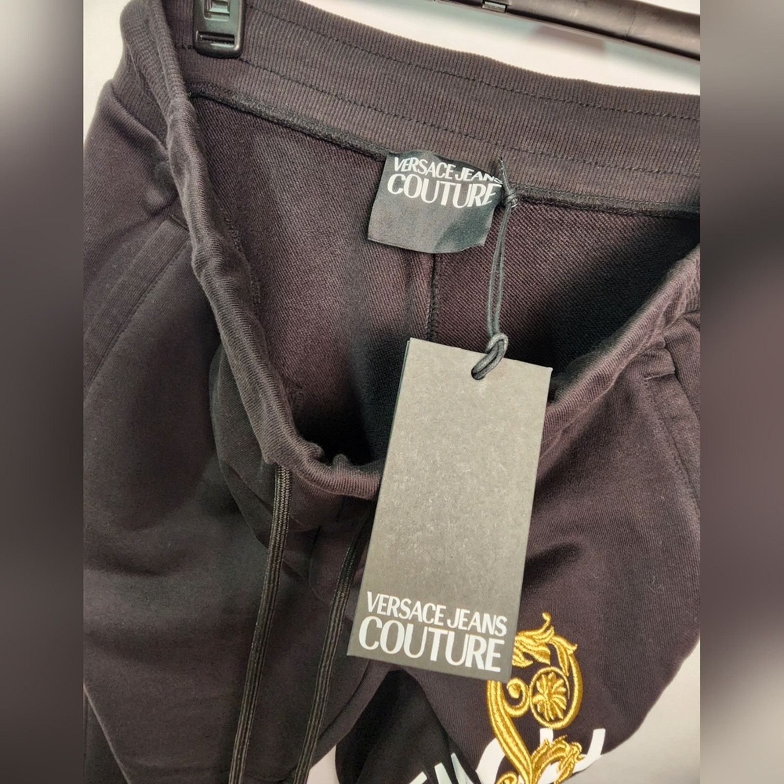 Versace Versace Black Track Pants with Gold Embroidery Logo New XL Size 34" / US 12 / IT 48 - 12 Thumbnail