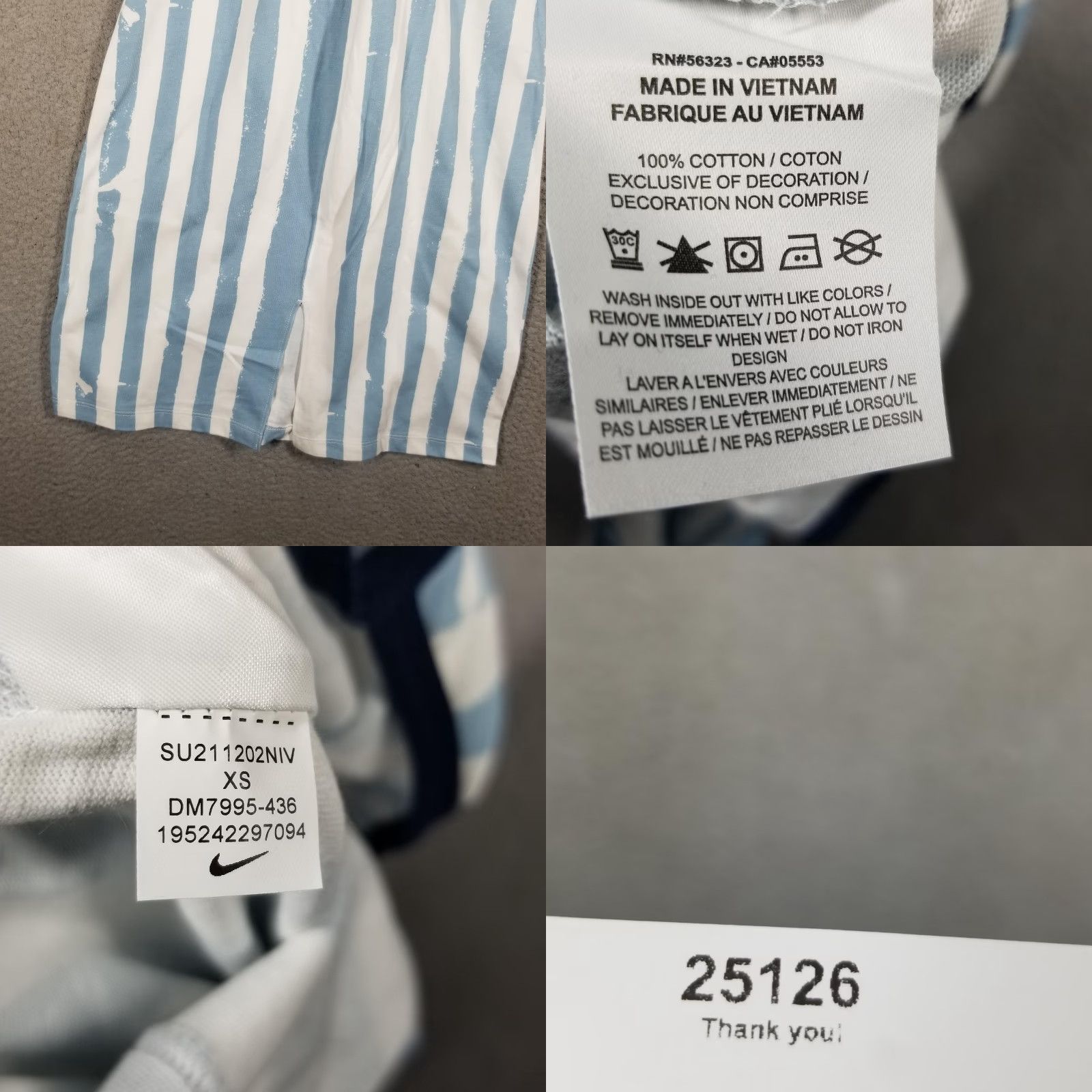 Nike Nike Dress Women XS Blue Striped Cotton Bodycon Tank Sleeveless Square Neck Swoosh Womens Size XS / US 0-2 / IT 36-38 - 8 Thumbnail
