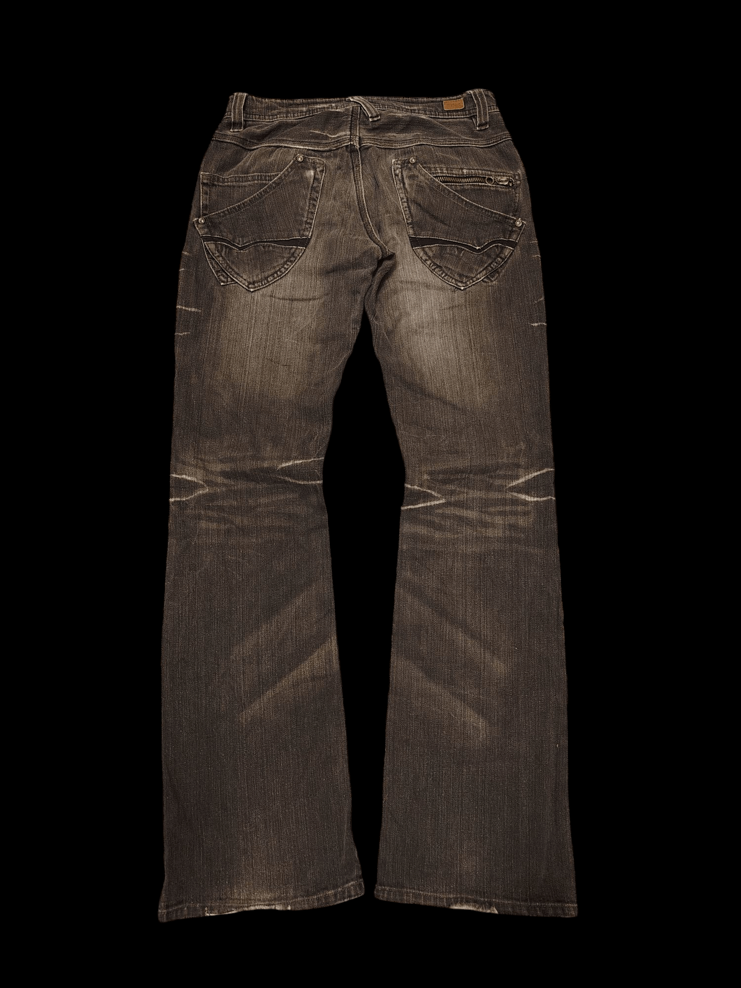 Le Grande Bleu (L.G.B.) Japanese Nicole Club Washed Black Distressed Flared Jeans Size US 29 - 15 Thumbnail