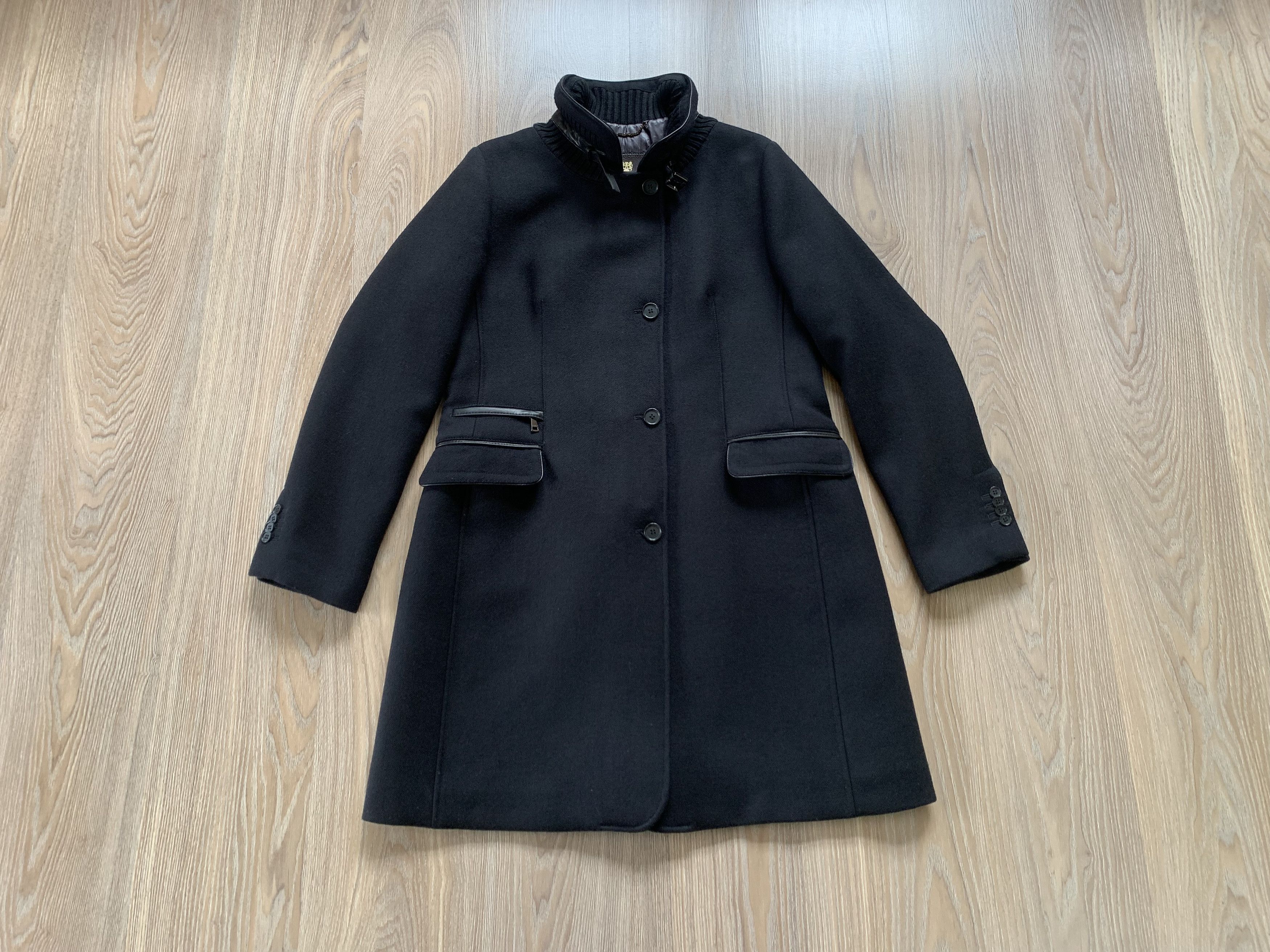 Other Mabrun Womens Black Virgin Wool Coat Button Zip Size L / US 10 / IT 46 - 12 Thumbnail