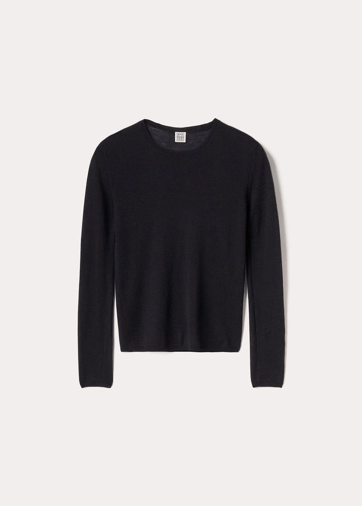 Toteme o1mle0525 Thin Cashmere T-Shirt in Black Size XXS / US 00 / IT 34 - 1 Thumbnail
