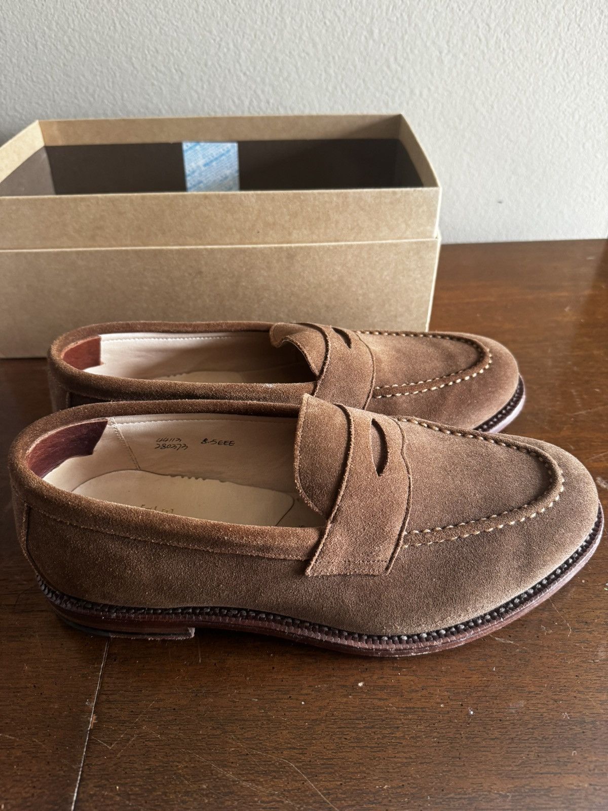 Grant Stone Traveler Penny Loafer Bourbon Suede 8.5us Eee in Beige, Men's — image 2 of 6