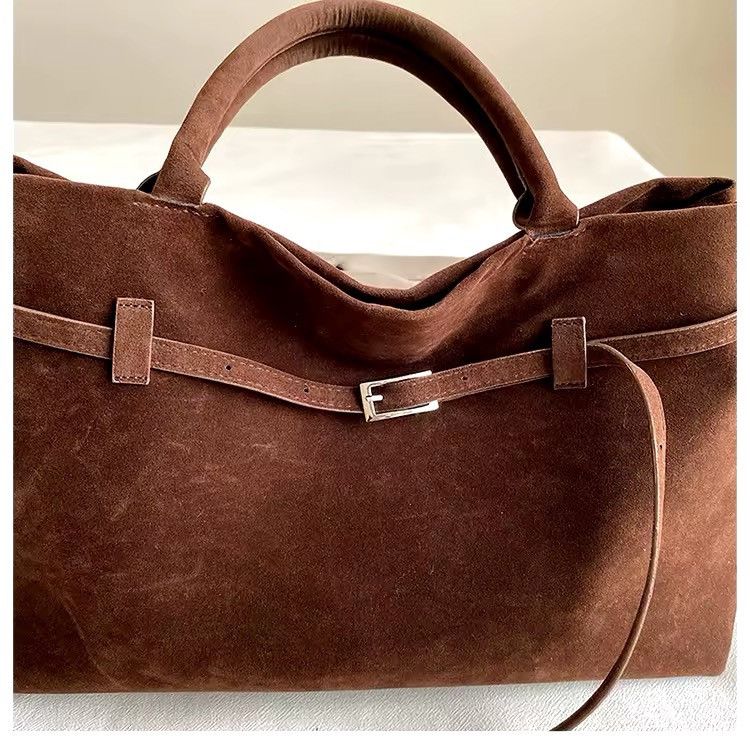 Vintage Retro 90s style suede hobo shoulder trendy brown bag y2k Size ONE SIZE - 6 Thumbnail