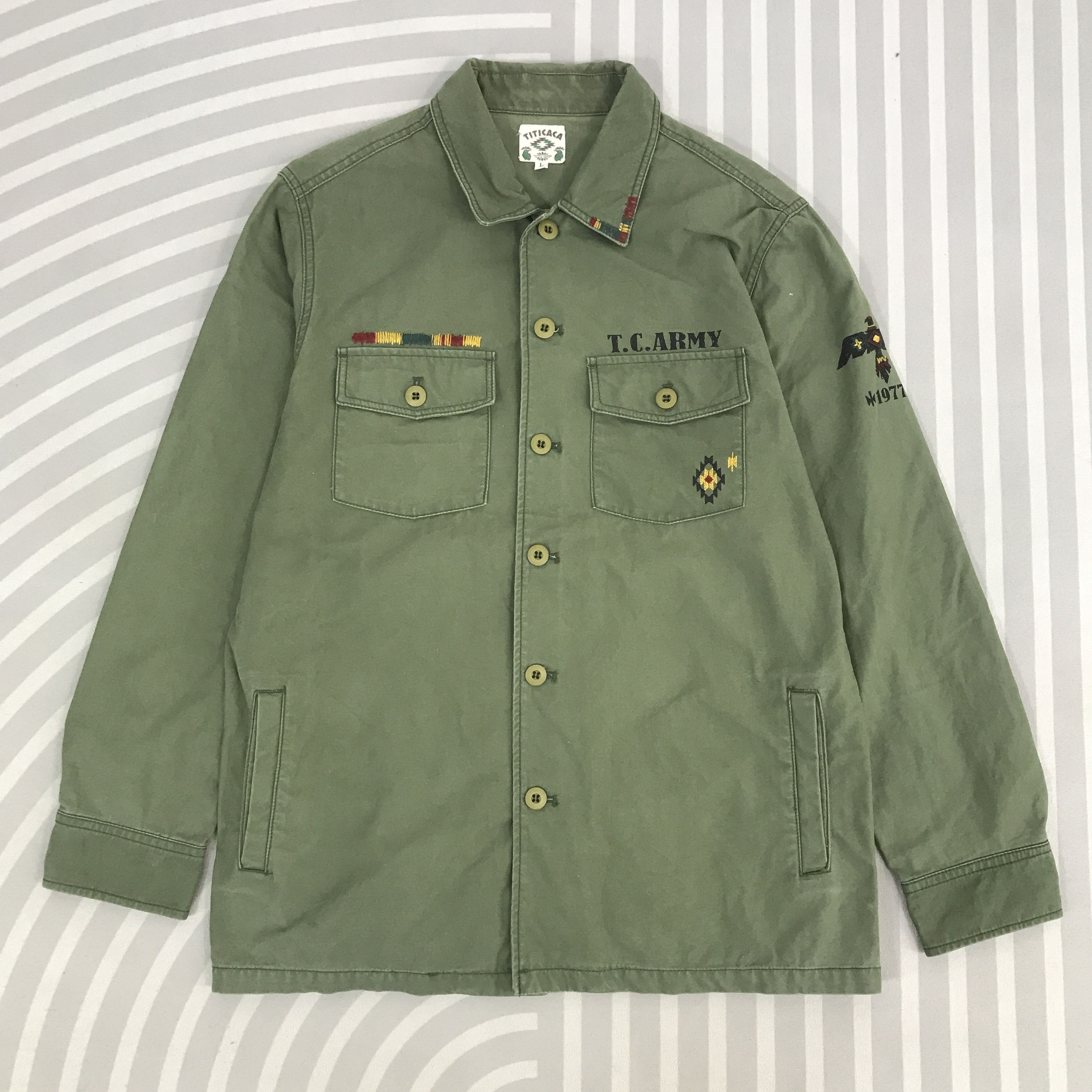 Japanese Brand × Vintage Vintage T.C Army Titicaca design Og107 Jacket Size US L / EU 52-54 / 3 - 1 Thumbnail