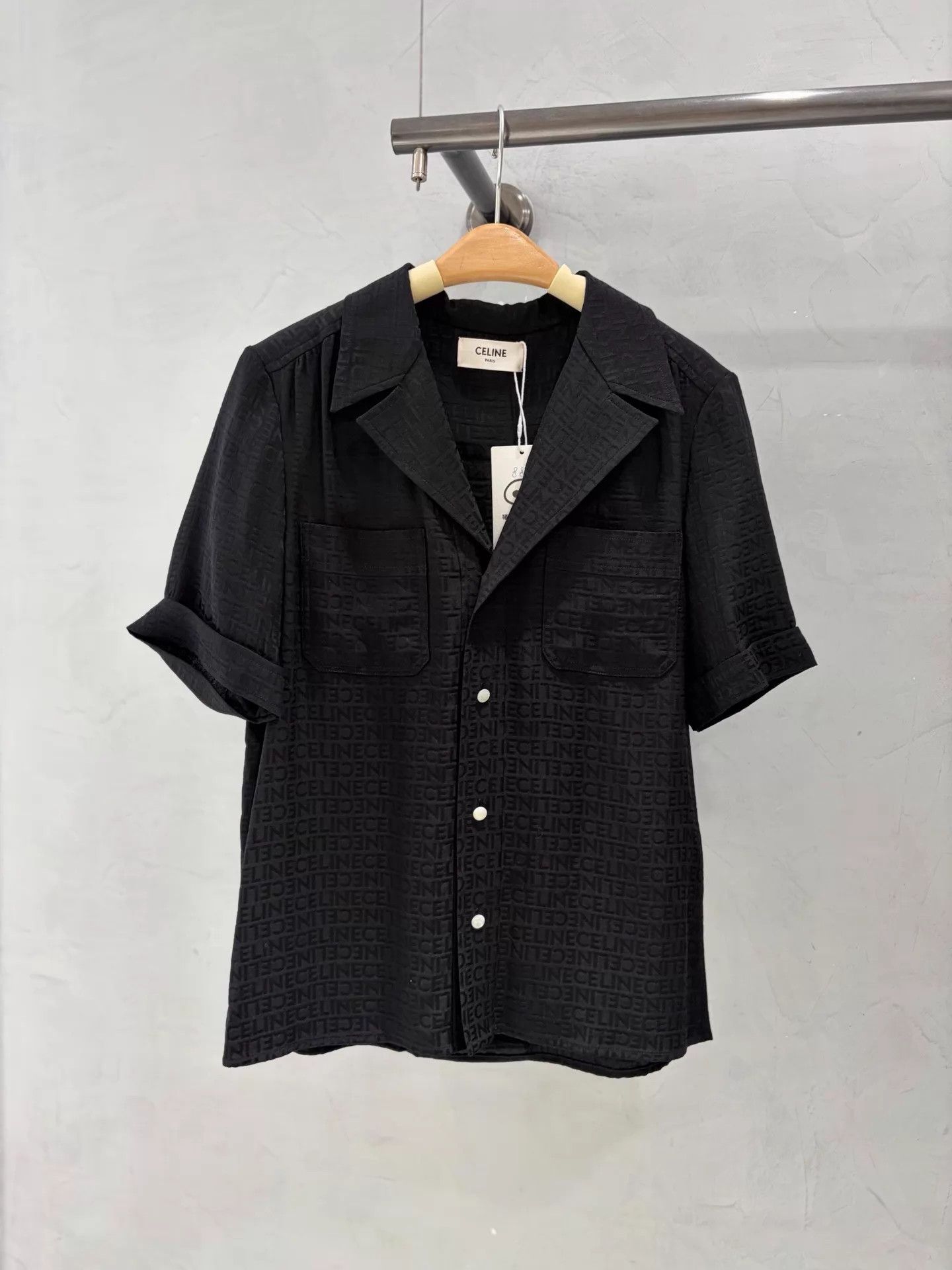 Celine CELINE silk all-over logo short-sleeve deadstock shirt 34 Size XXS / US 00 / IT 34 - 1 Thumbnail