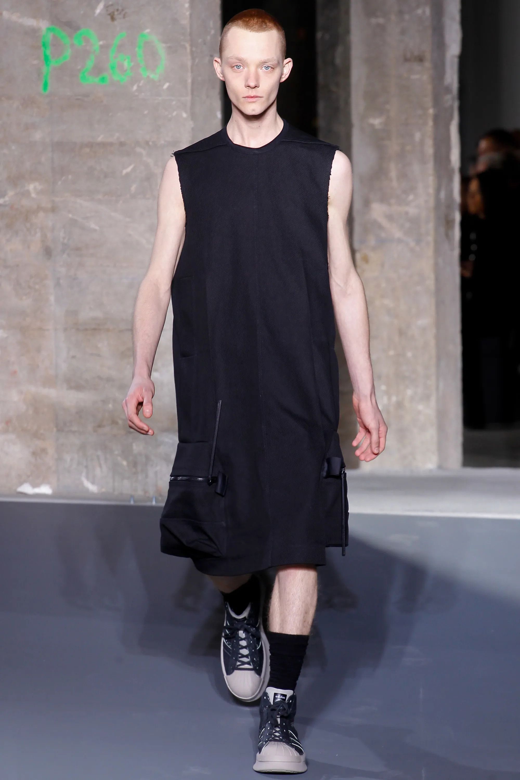 image of Rick Owens Fw16 Mastodon Cargo Dress in Black, Men's (Size Large)