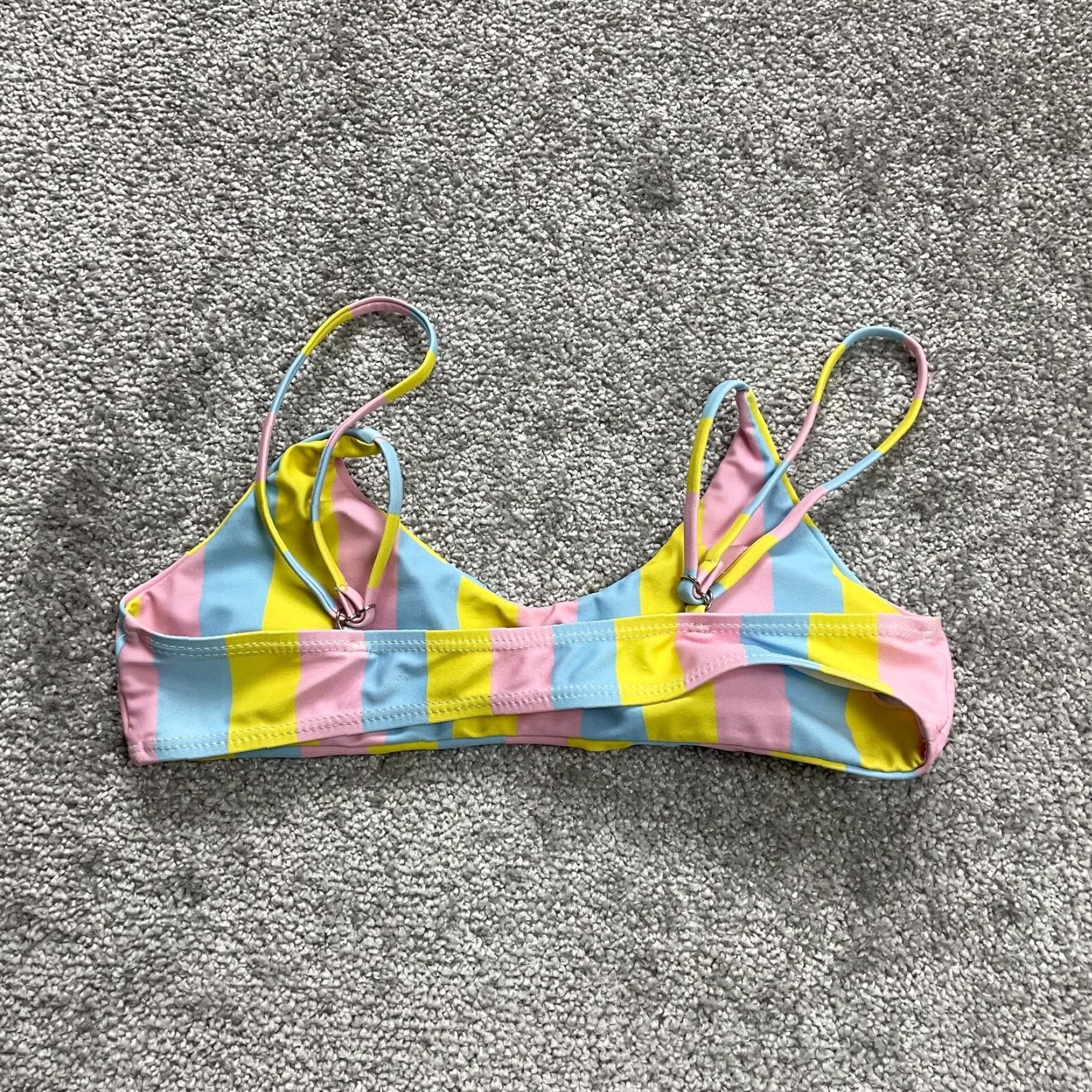 Rainbow Unbranded Swimwear Bikini Top Womens Small Multicolor Rainbow Striped Padded Size S / US 4 / IT 40 - 2 Thumbnail