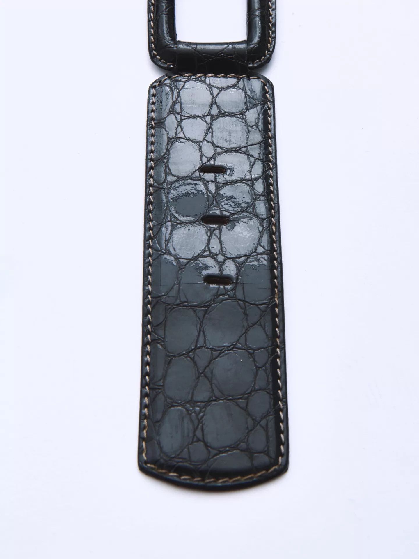Gianfranco Ferre GIANFRANCO FERRE Dark Crocodile Cutout Belt Size ONE SIZE - 9 Thumbnail