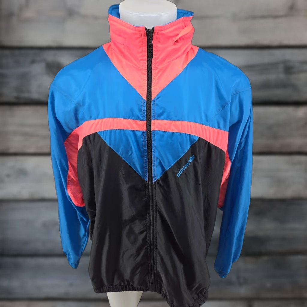 Adidas VINTAGE Adidas 1990s Original Neon Retro Track Jacket Men's L Blue Polyester Long Sleeve 1990s Mens Size L Blue Neon Retro Track Jacket Adidas Mens Size US L / EU 52-54 / 3 - 1 Thumbnail