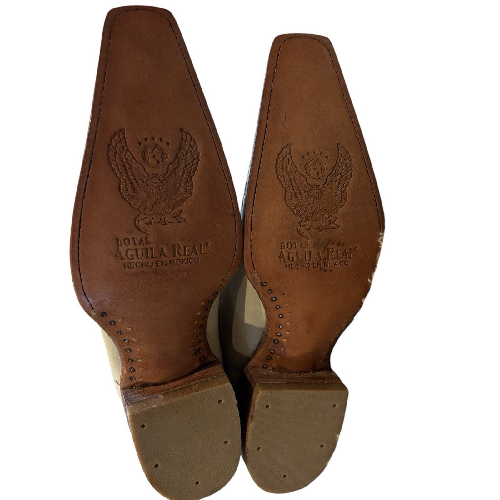 Other Aguila Real Ostrich Leather Cowboy Boots 10 Pointy Toe Cream Size US 10 / EU 43 - 5 Thumbnail