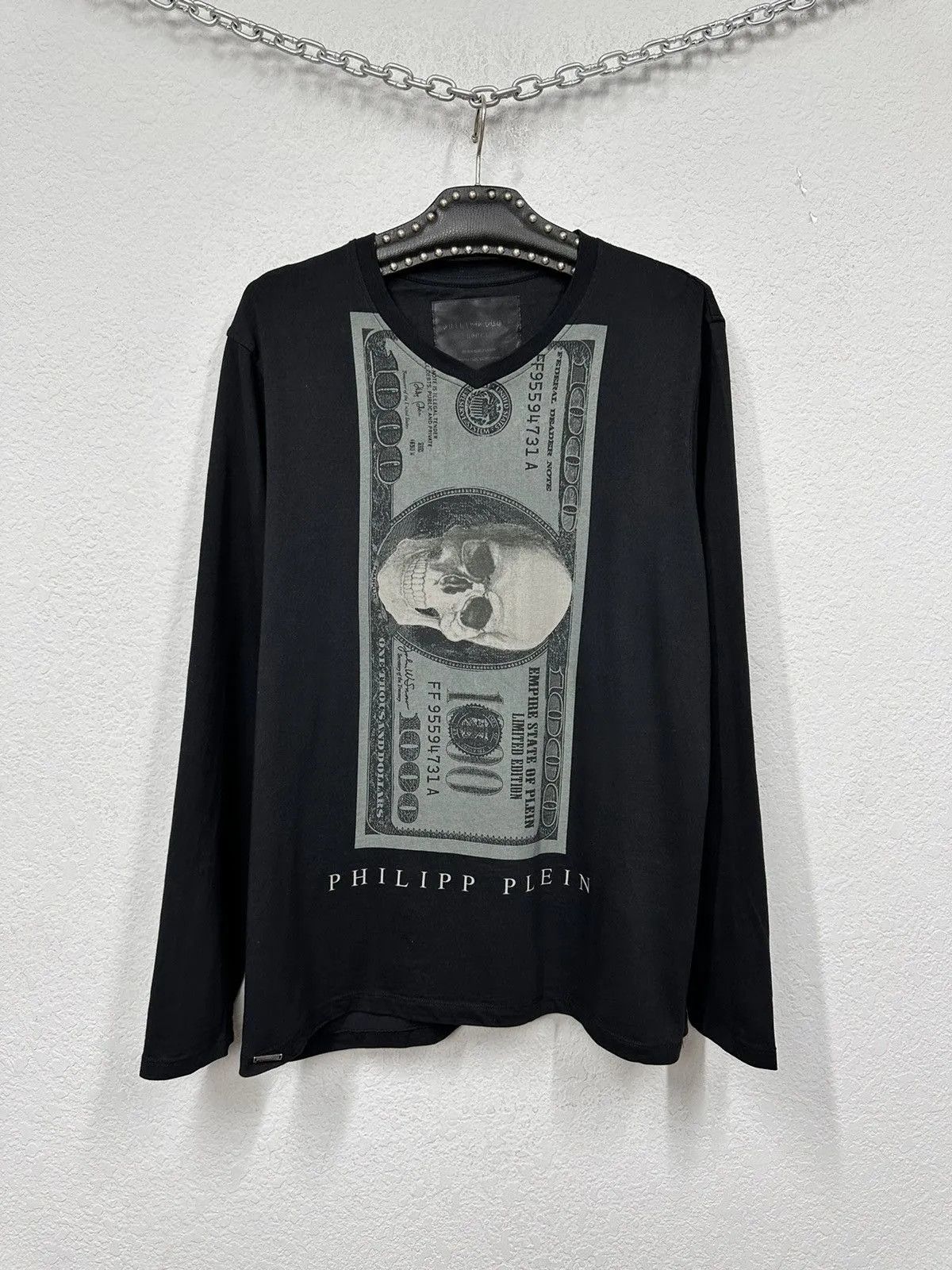 Phillipp Plein Long Sleeve Vintage Capitalist Money Skull