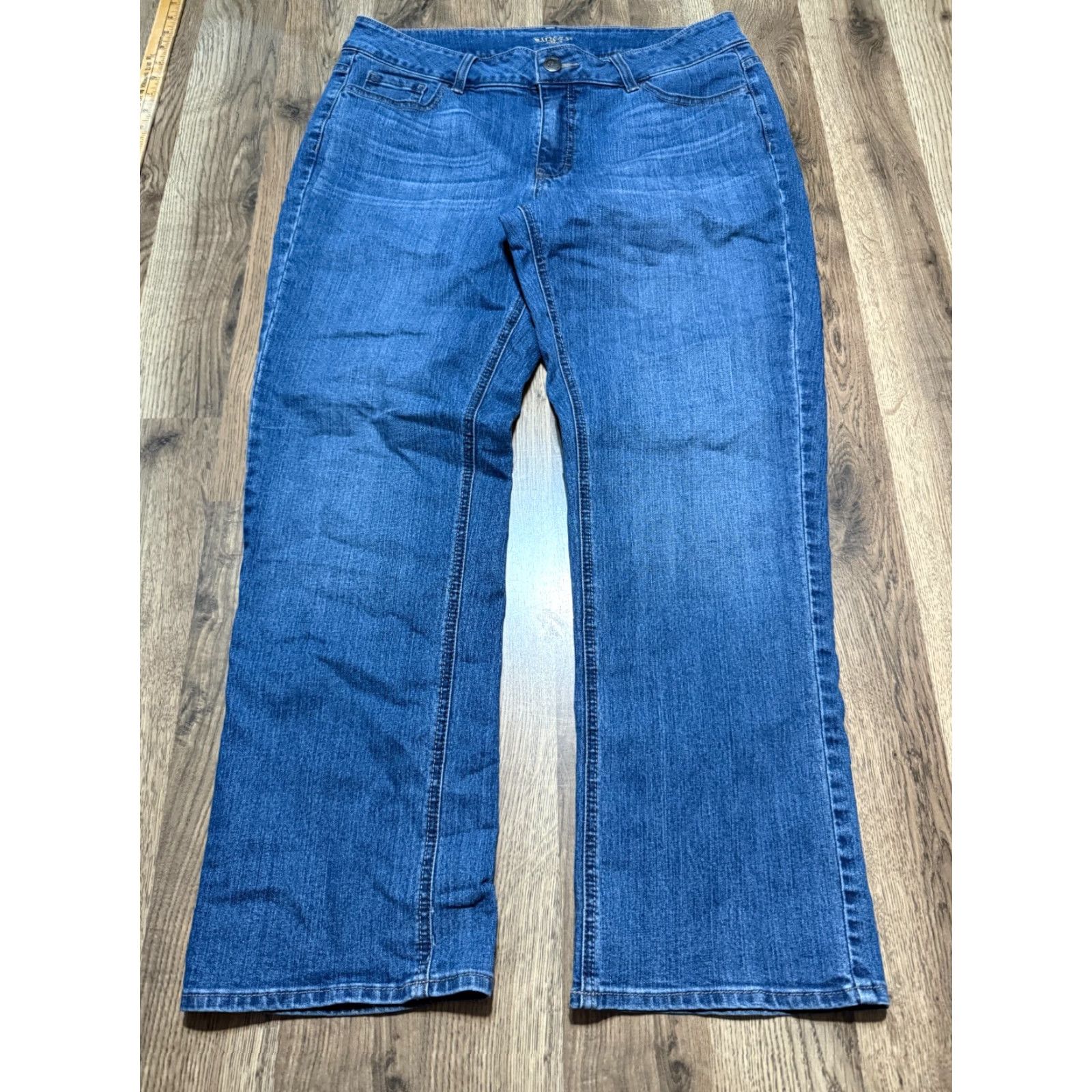 Lee Riders by Lee Jeans Women's 16 Petite Blue Denim Straight Leg Pockets 5-Pocket Design Jeans Size 38" / US 16 / IT 52 - 2 Thumbnail