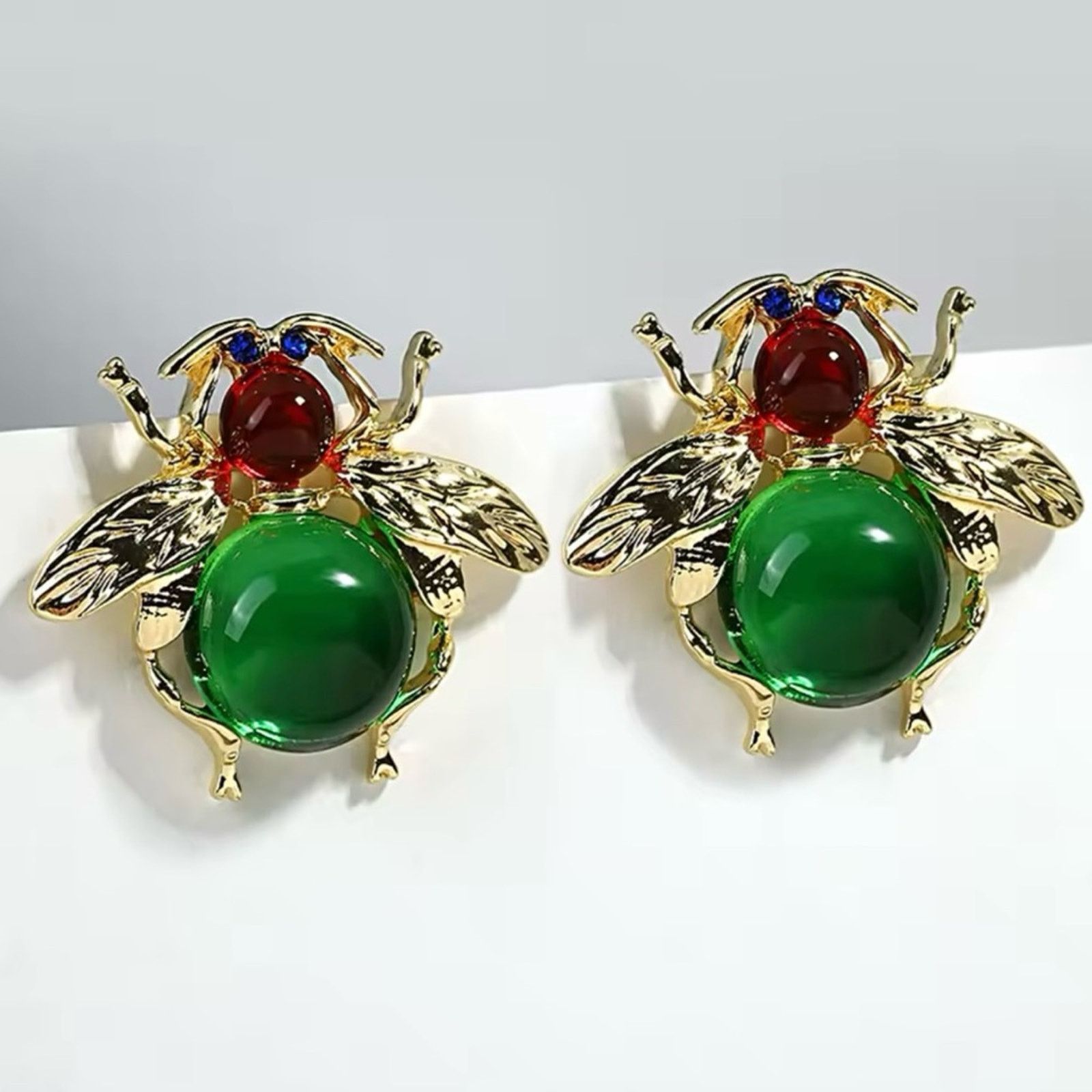 Other Vintage Green Blue Bee Earrings for Women Unique Retro Size ONE SIZE - 3 Thumbnail