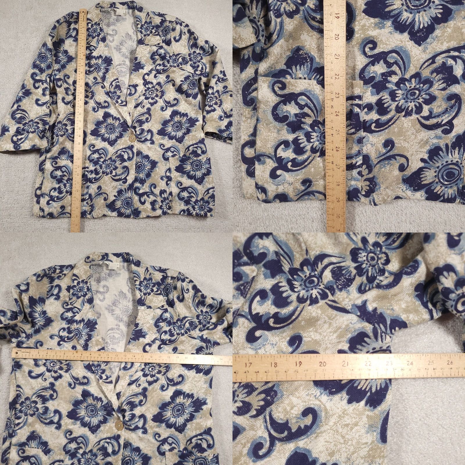 Vintage VINTAGE Alice Stuart Blazer Womens Large Boxy Jacket Blue Floral Pattern Casual Size L / US 10 / IT 46 - 8 Thumbnail