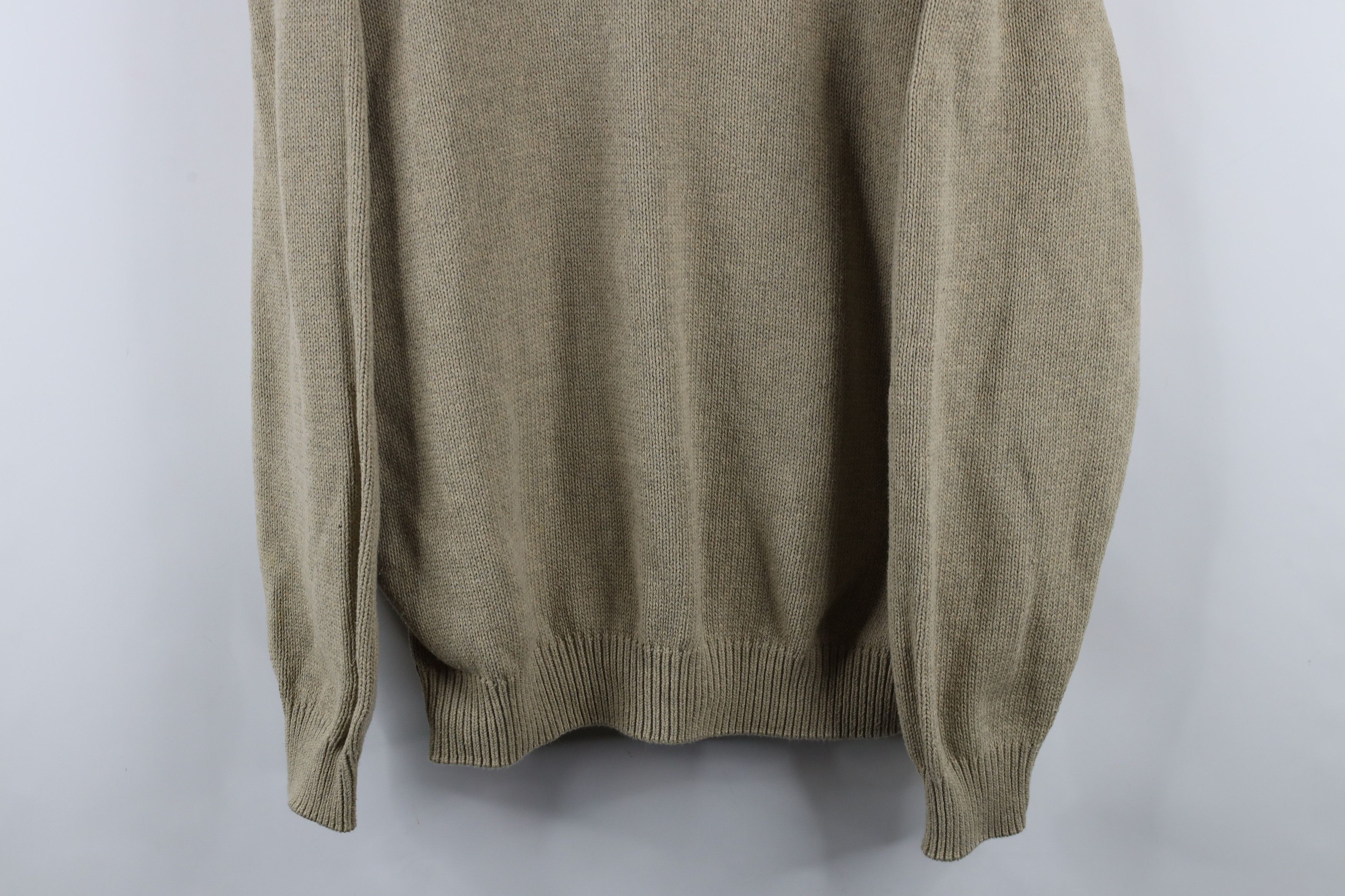 Vintage Vintage 90s Streetwear Cotton Knit V-Neck Sweater Beige Size US L / EU 52-54 / 3 - 3 Thumbnail