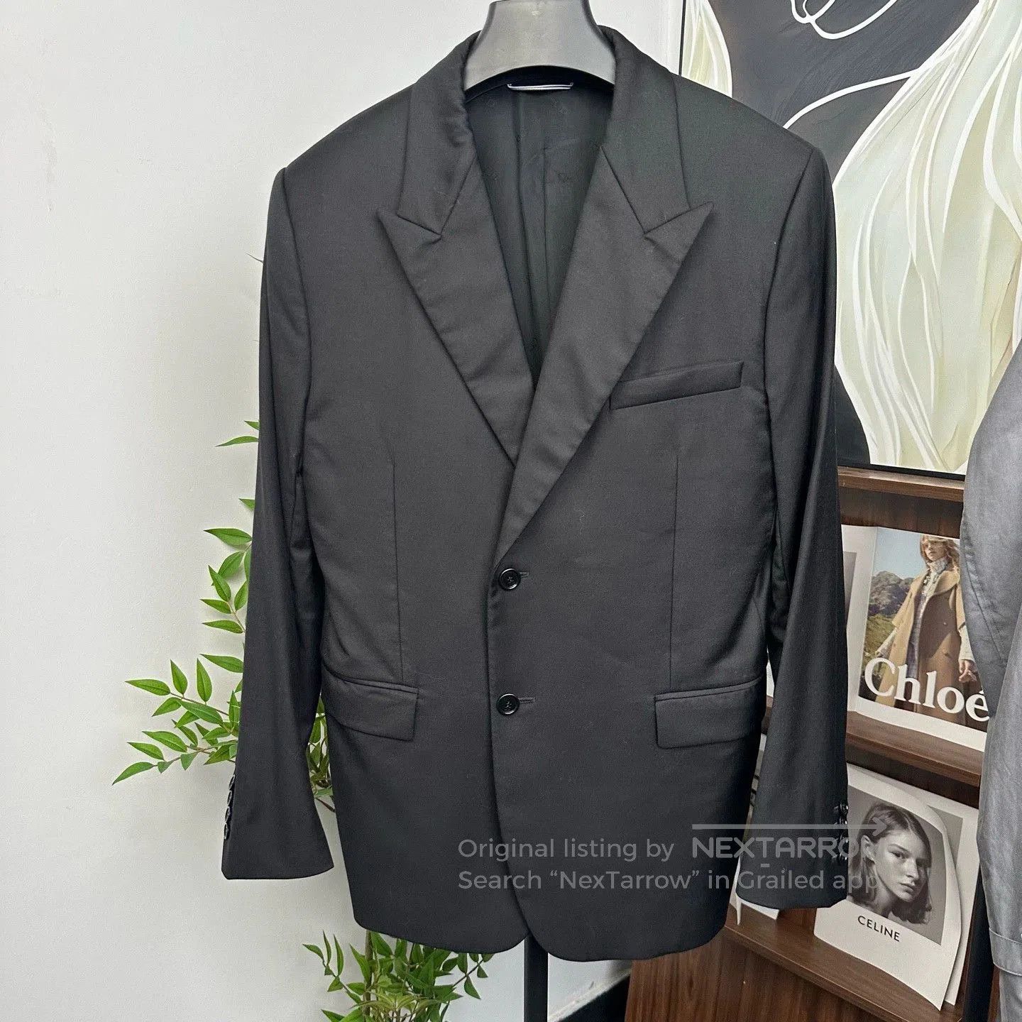 Dior black wool suit jacket with logo lining. Size US L / EU 52-54 / 3 - 1 Thumbnail