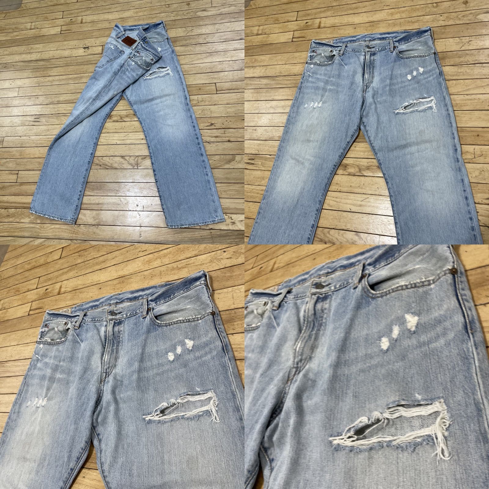 Polo Ralph Lauren VINTAGE Polo Ralph Lauren Jeans Men 38x30 Light Blue 867 Ripped Distressed Denim Polo Ralph Lauren 867 Jeans Distressed 90s Y2k Streetwear Mens Jeans Size US M / EU 48-50 / 2 - 10 Thumbnail