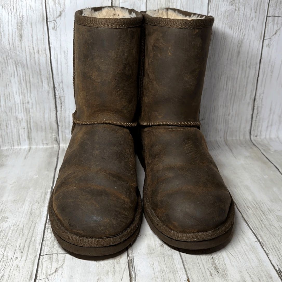 Ugg Ugg Short Dark Brown Leather Water Resistant Winter Boots size 5 Size 27" / US 4 / IT 40 - 3 Thumbnail