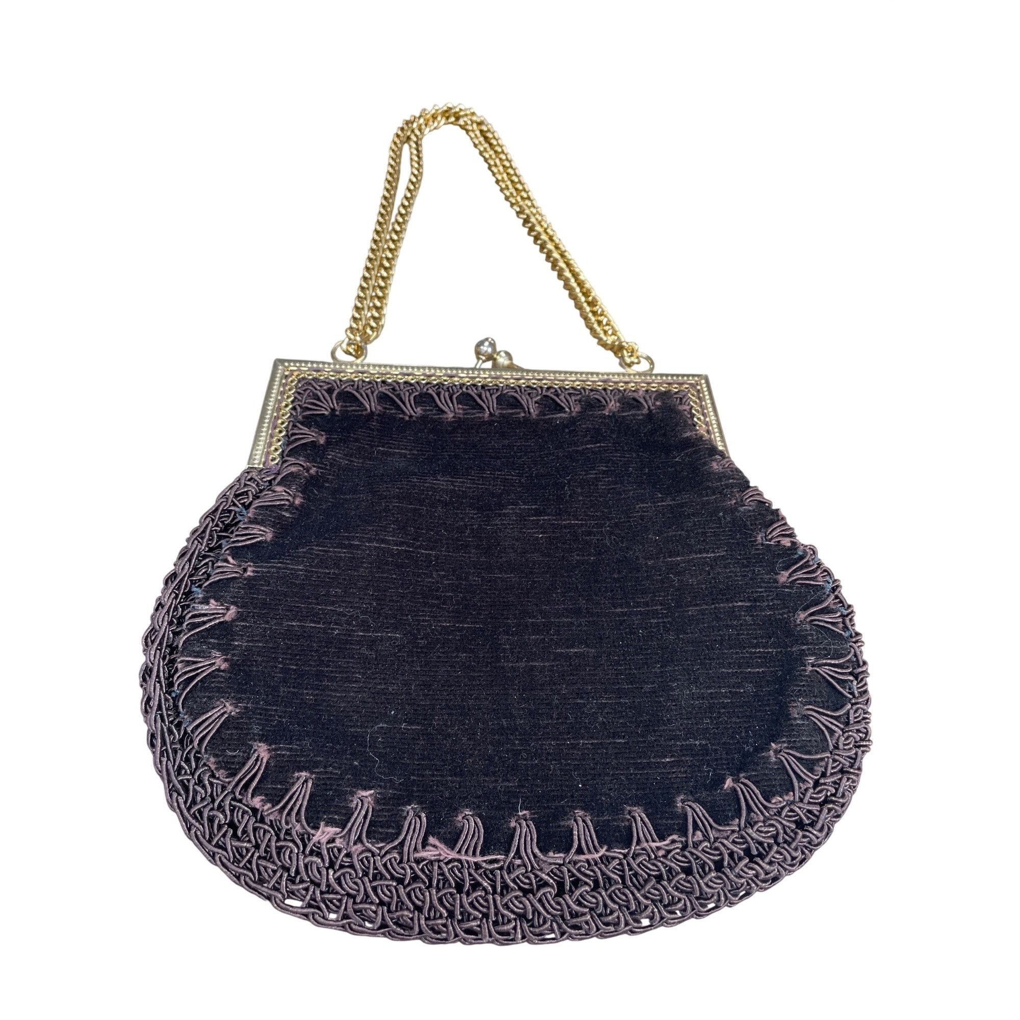 Handmade Italian handmade womans brown fabric gold ware kisslock hand Size ONE SIZE - 10 Thumbnail