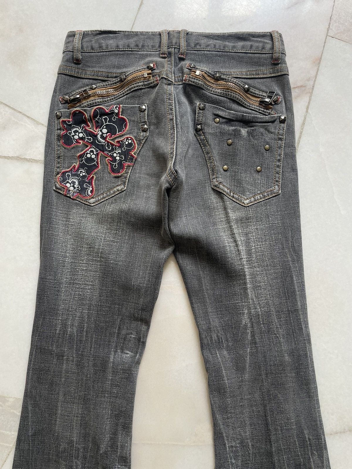 If Six Was Nine BCBG Skull Cross Flared Jeans Size US 29 - 3 Thumbnail