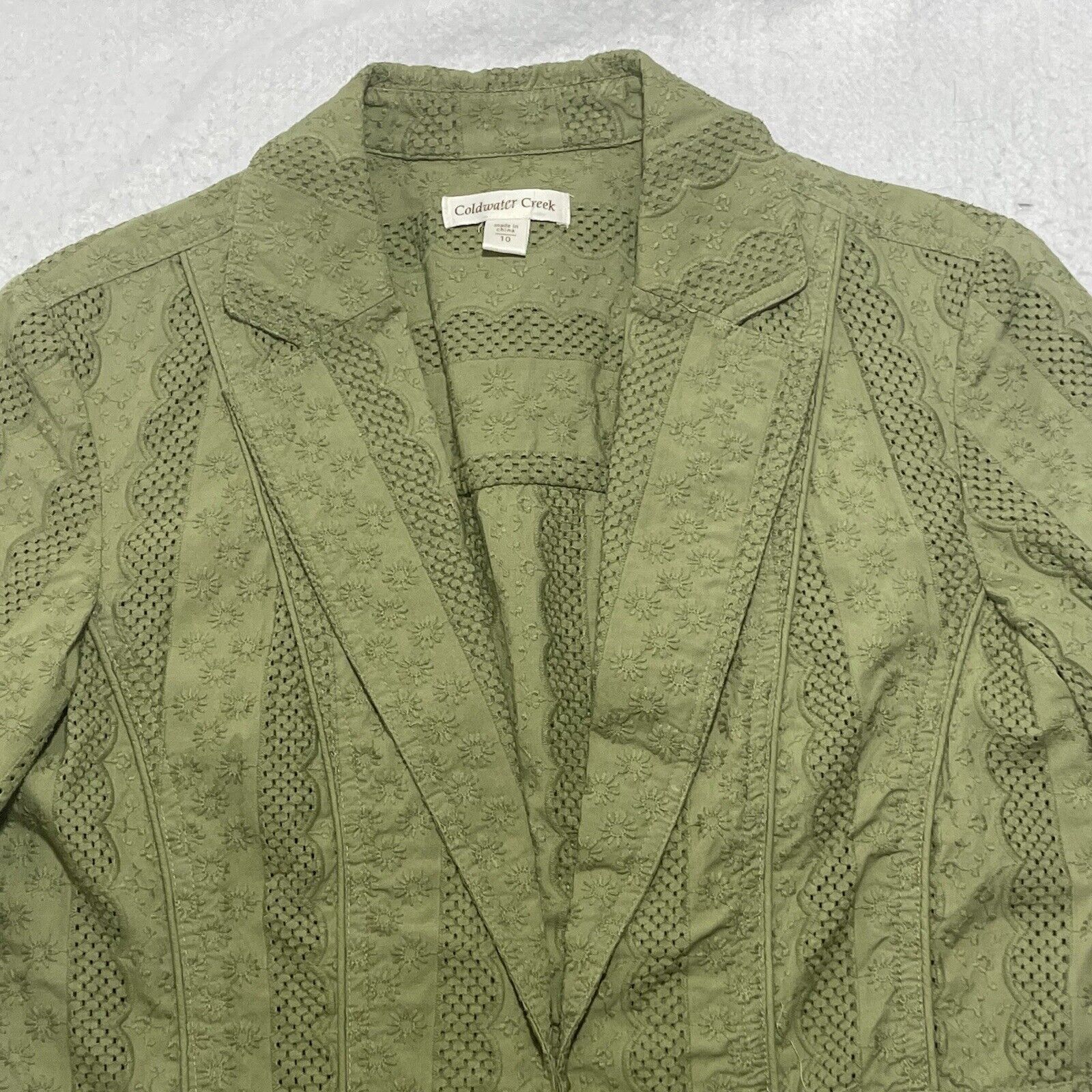 Coldwater Creek Coldwater Creek 10 Collared Open Knit Hook & Eye Clasp Top Size L / US 10 / IT 46 - 2 Thumbnail