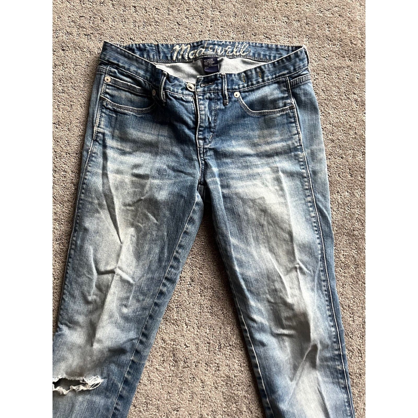 Madewell Madewell Skinny Jeans Womens Size 26 x 29 Low Rise Dark Wash Raw Hem Denim Size 26" / US 2 / IT 38 - 2 Thumbnail