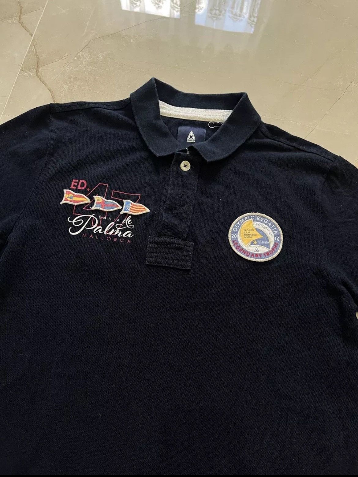 Vintage VTG Polo shirt Gaastra Dark Blue Olympic Classes Spain Team Size US M / EU 48-50 / 2 - 2 Thumbnail