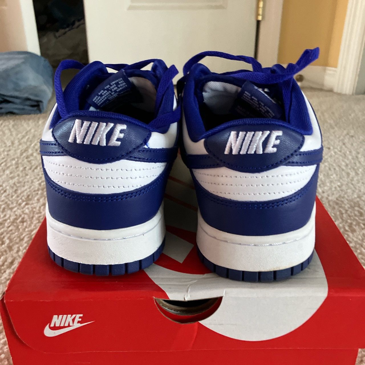 Nike Nike Dunk Low Retro White/Concord/University Red Size US 12 / EU 45 - 4 Thumbnail