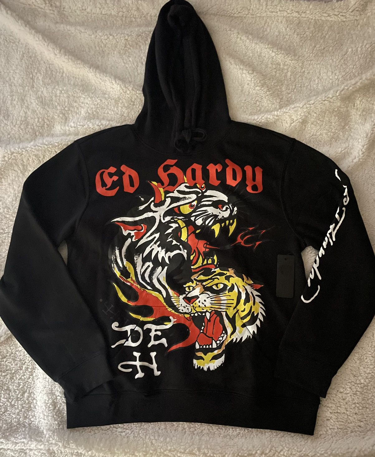 Ed Hardy × Vintage Ed Hardy Hoodie Men's Retro Dual Tiger Black Sweatshirt Size US L / EU 52-54 / 3 - 1 Thumbnail
