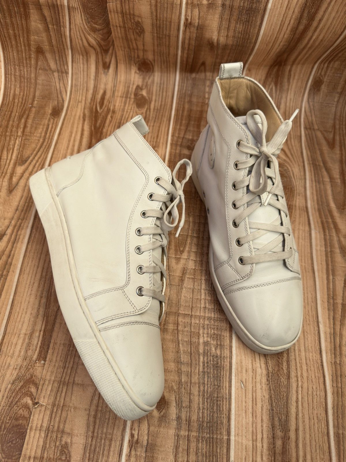 Christian Louboutin Christian Louboutin White High Leather Sneakers Size US 10.5 / EU 43-44 - 14 Thumbnail