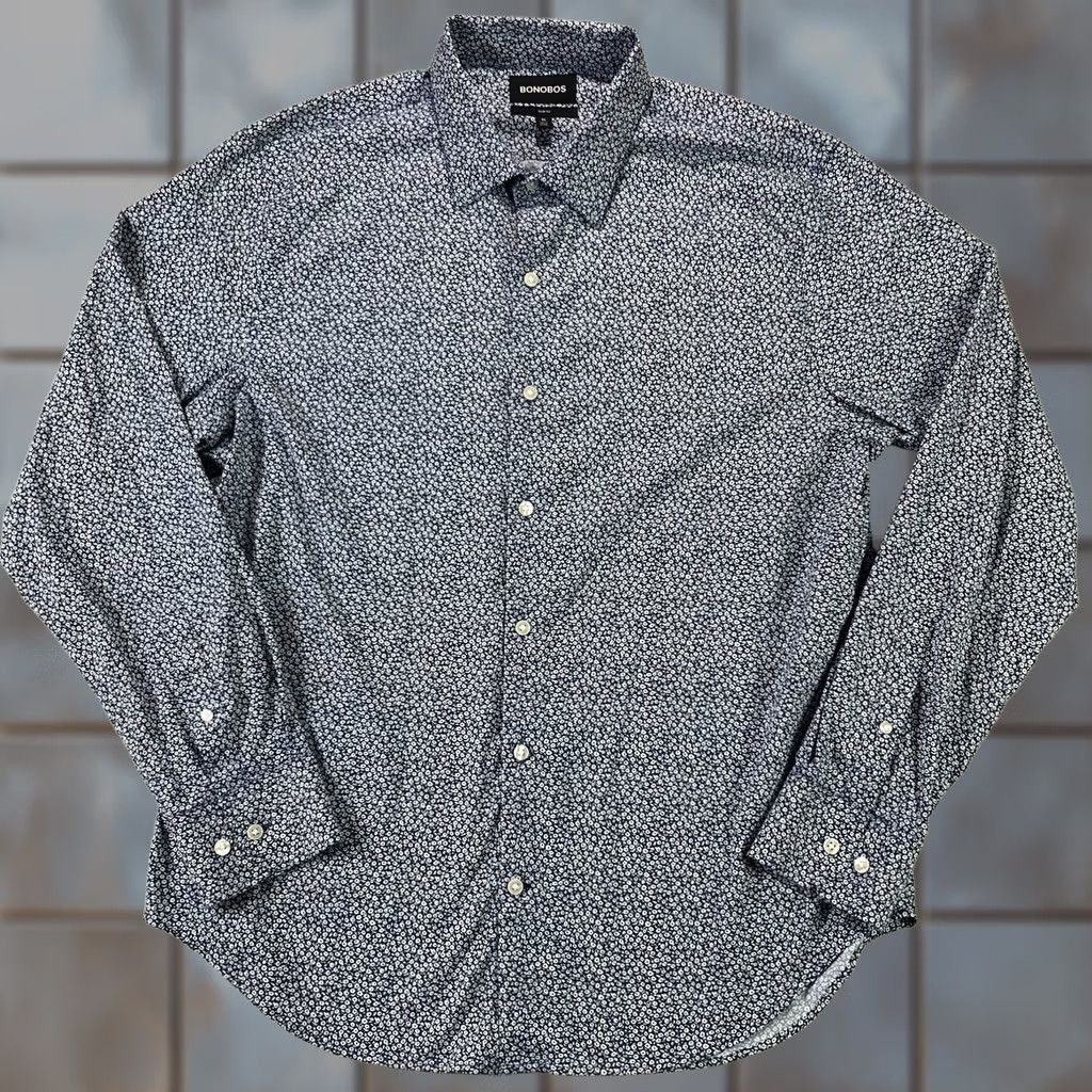 Bonobos Bonobos Shirt Mens XL Blue White Floral Long Sleeve Slim Fit Button Up Size US XL / EU 56 / 4 - 1 Thumbnail