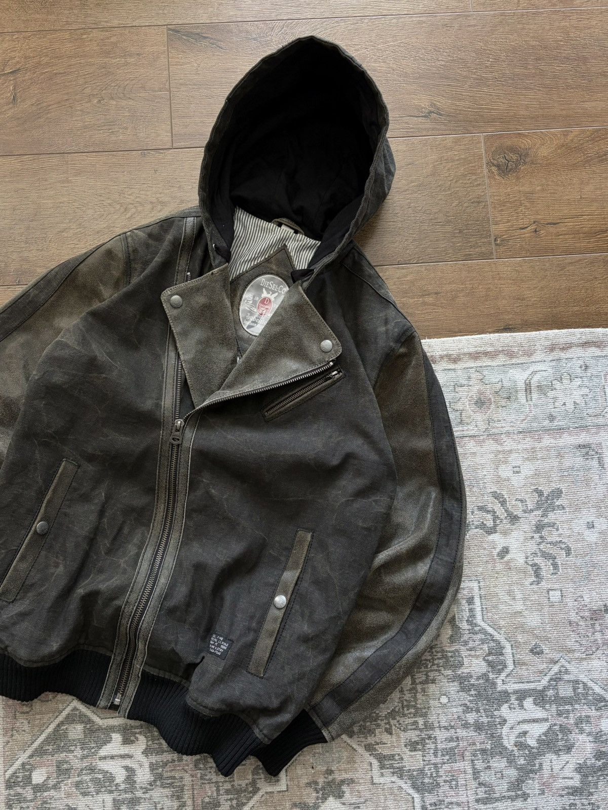 Diesel Diesel Archive Leather Jacket Asymmetric Zip Hooded Biker Size US M / EU 48-50 / 2 - 5 Thumbnail