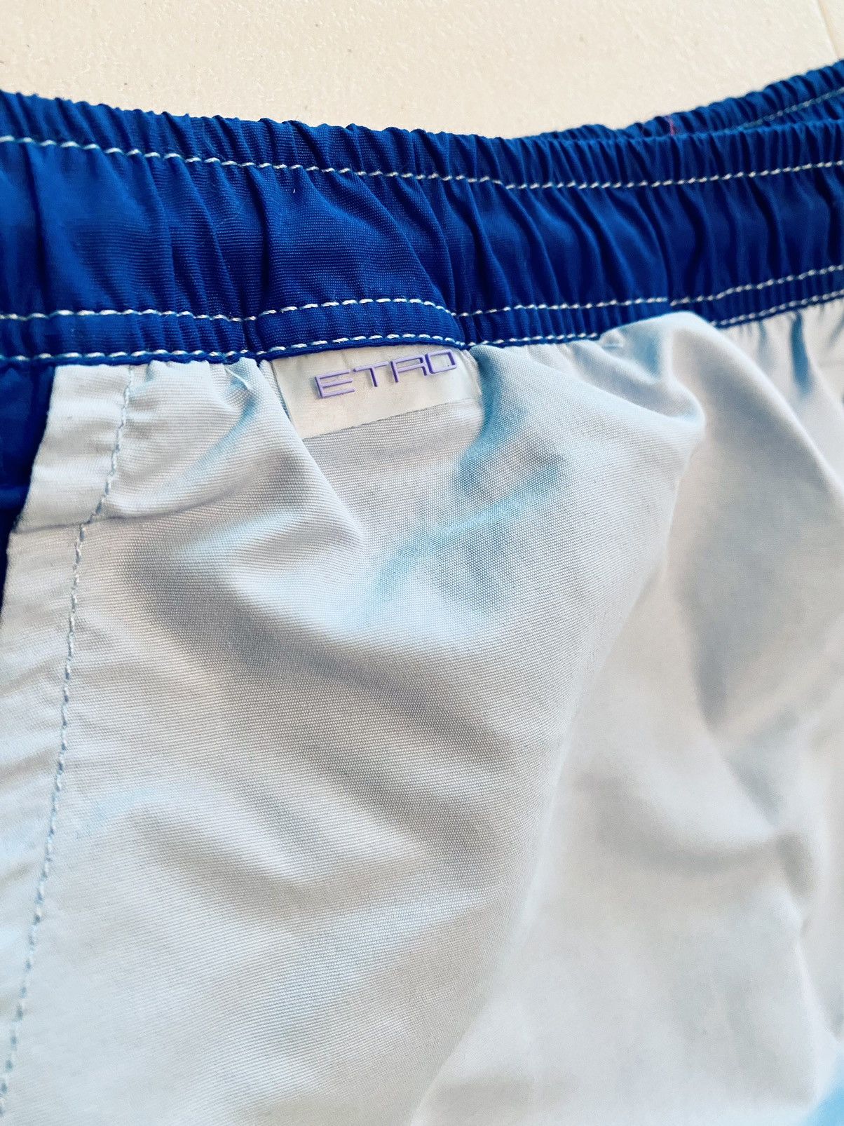 Etro Etro 🇮🇹 Milano Blue Contrast Block Pegaso Swimmers XL NWT Size US 37 - 7 Thumbnail